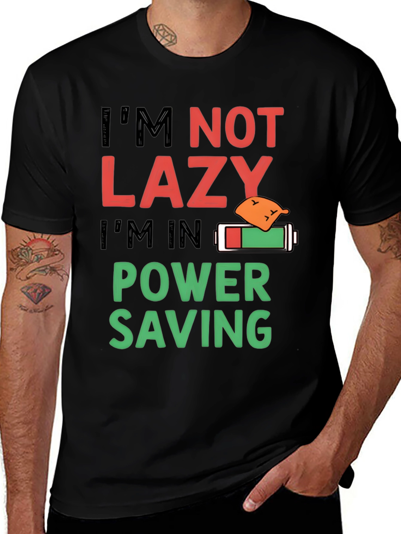 Variant 19 of Funny "I'm Not Lazy" Power Saving Mode T-Shirt