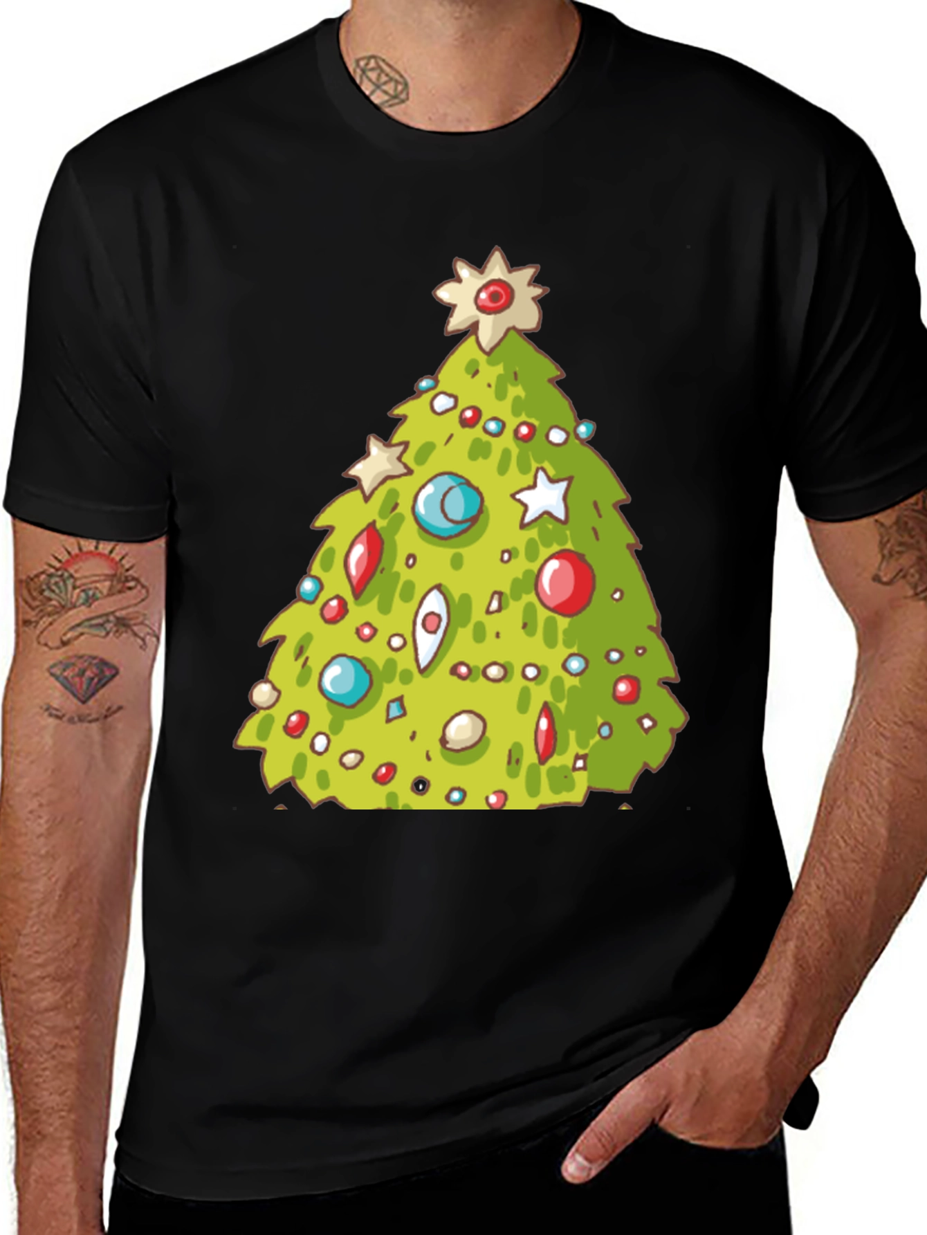 Variant 3 of Festive Christmas Tree Graphic Tee - Holiday Style