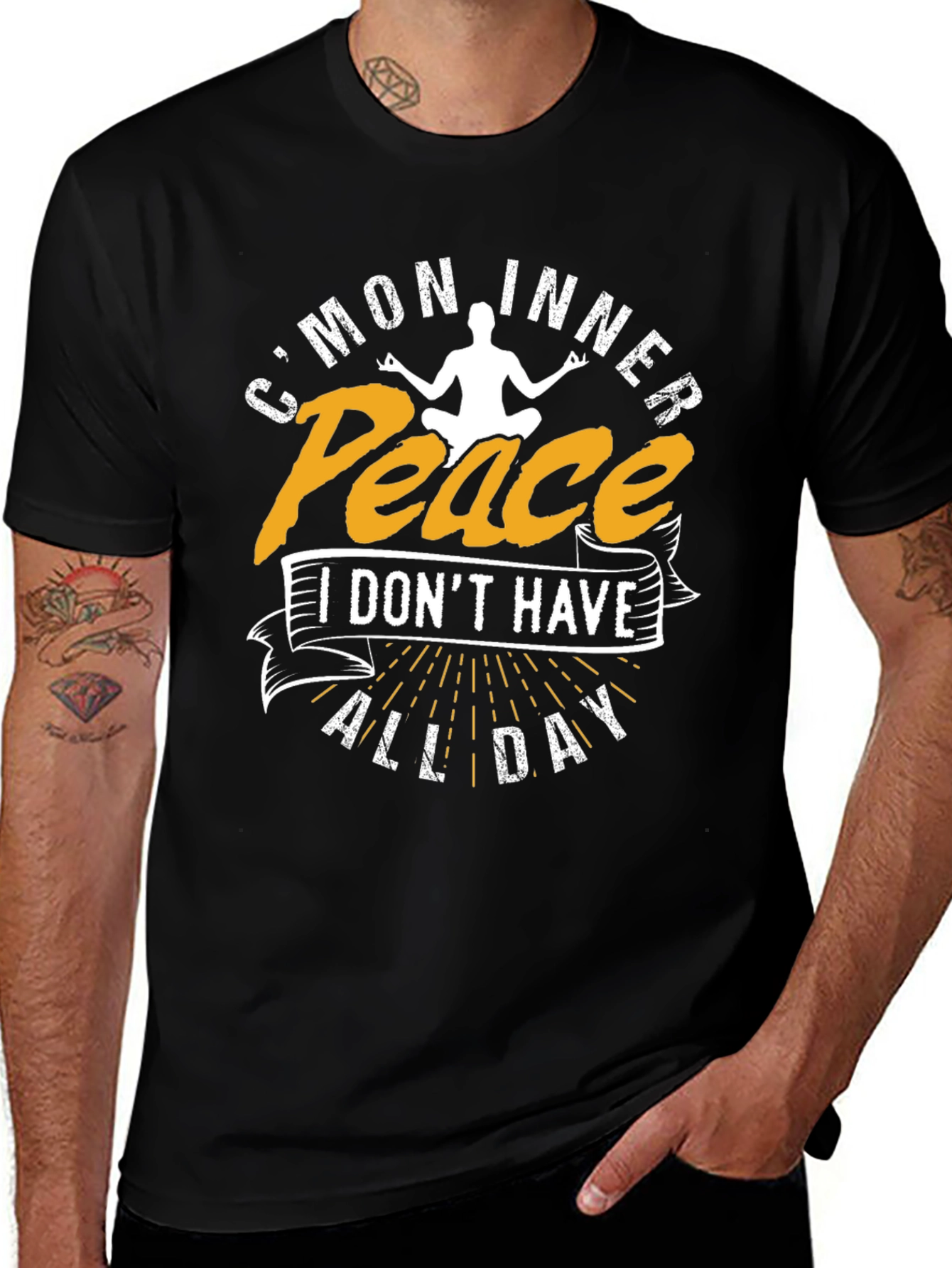 Variant 17 of Funny Yoga T-Shirt - C'mon Inner Peace