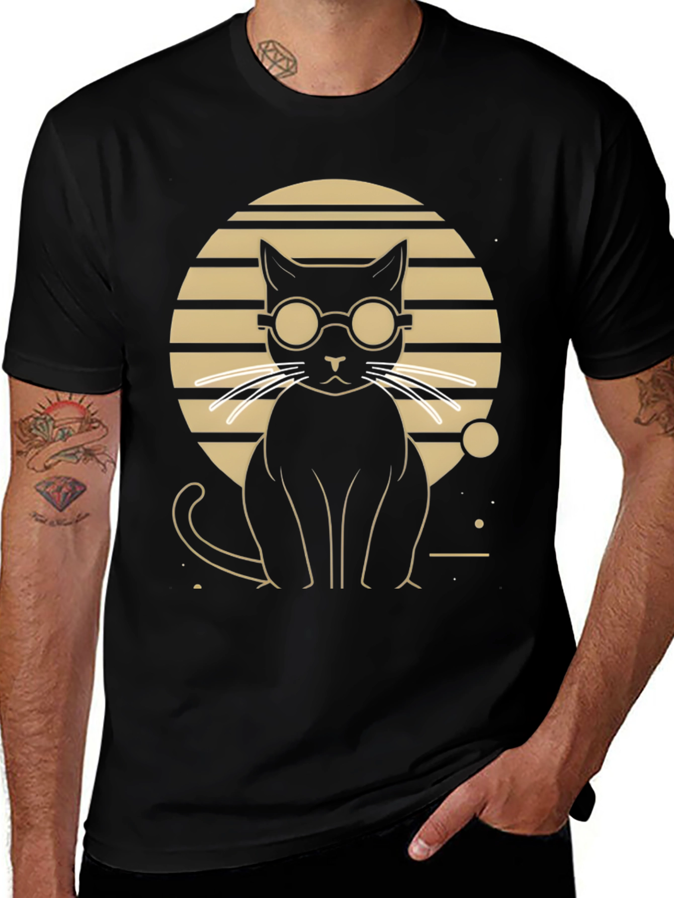 Variant 23 of Cool Cat Graphic Tee - Stylish Black T-Shirt