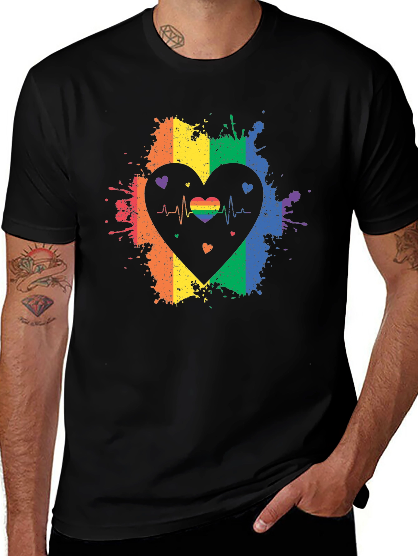 Variant 29 of Rainbow Heartbeat Pride T-Shirt