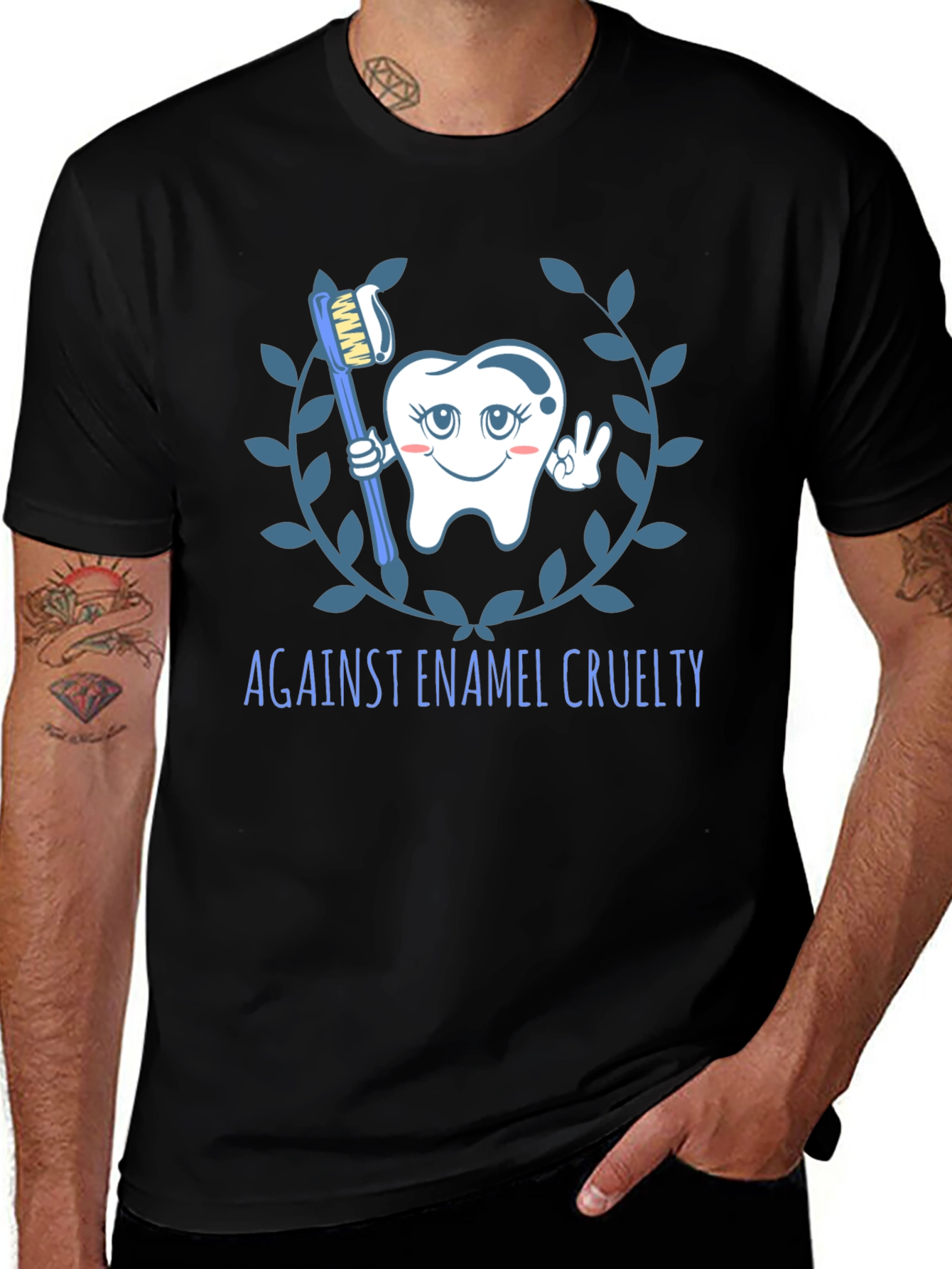 Variant 7 of Against Enamel Cruelty T-Shirt - Black