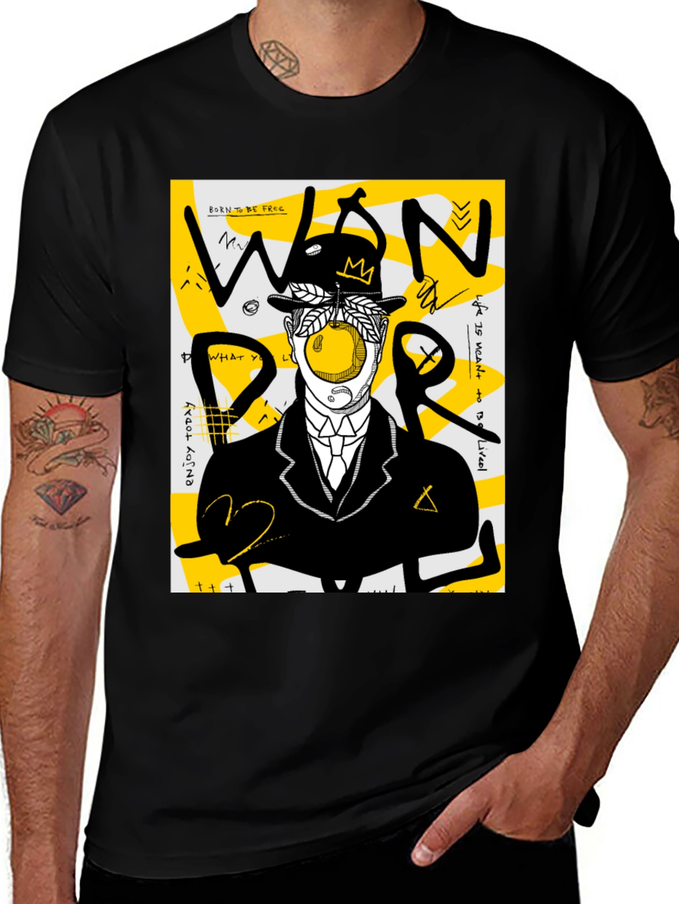 Surrealist Apple Head Graphic T-Shirt