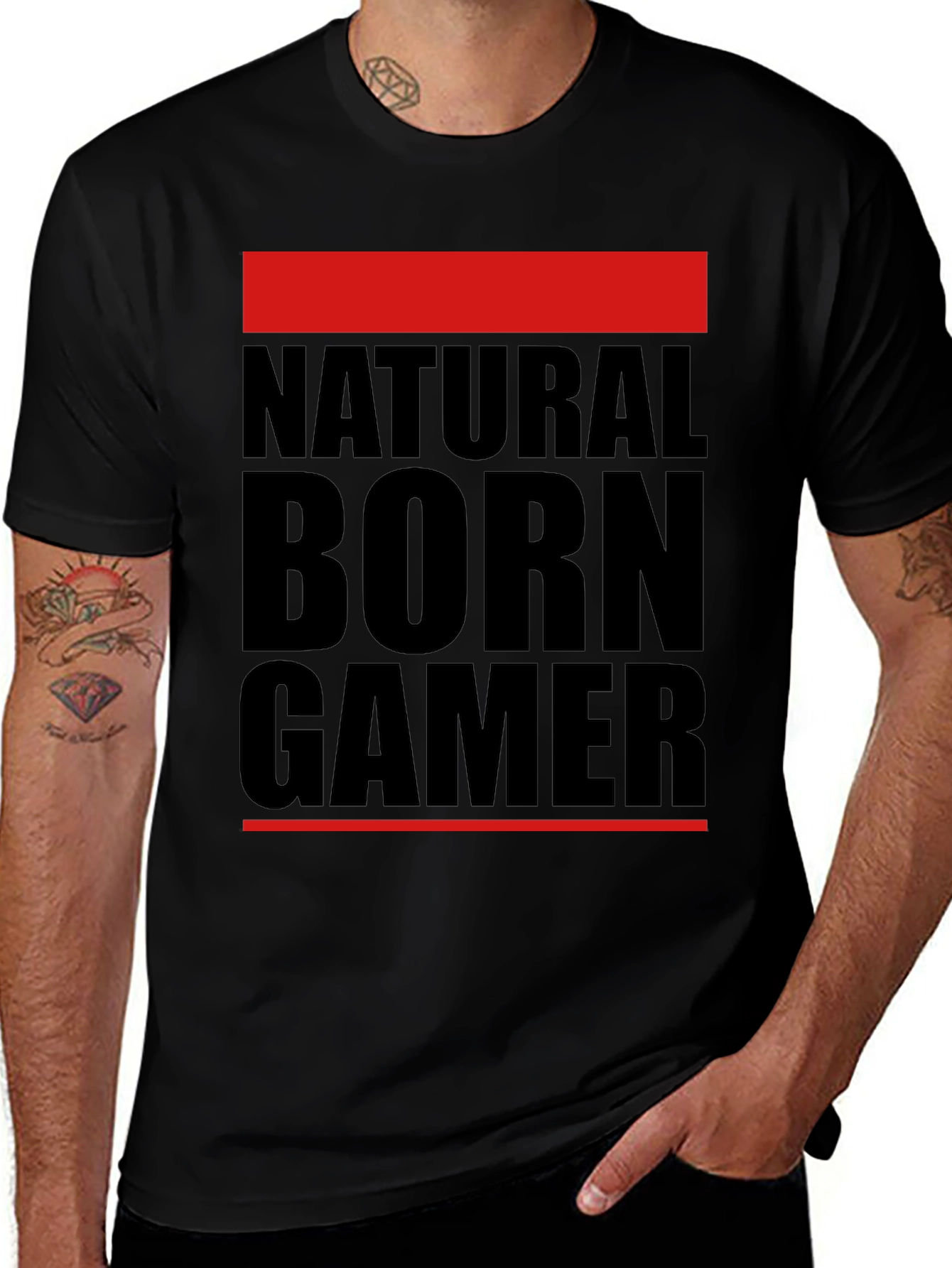 Variant 18 of Natural Born Gamer Graphic T-Shirt - Black
