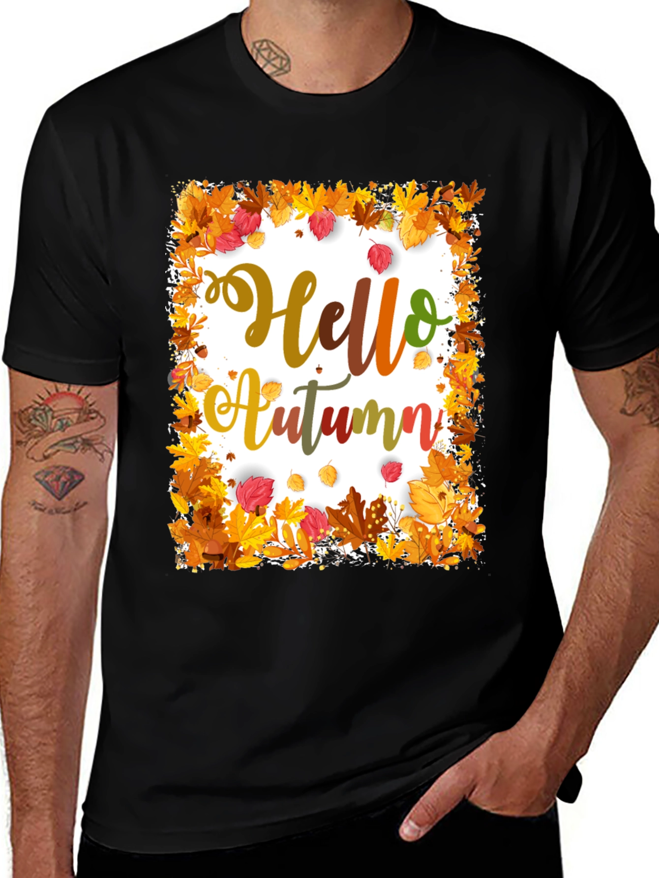 Variant 13 of Hello Autumn Graphic T-Shirt - Fall Season Apparel