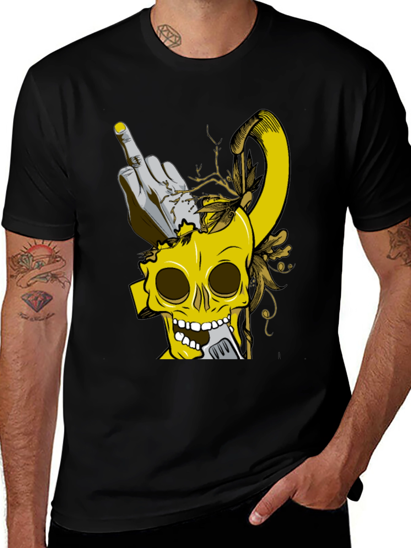 Variant 27 of Edgy Skull Graphic Tee - Black