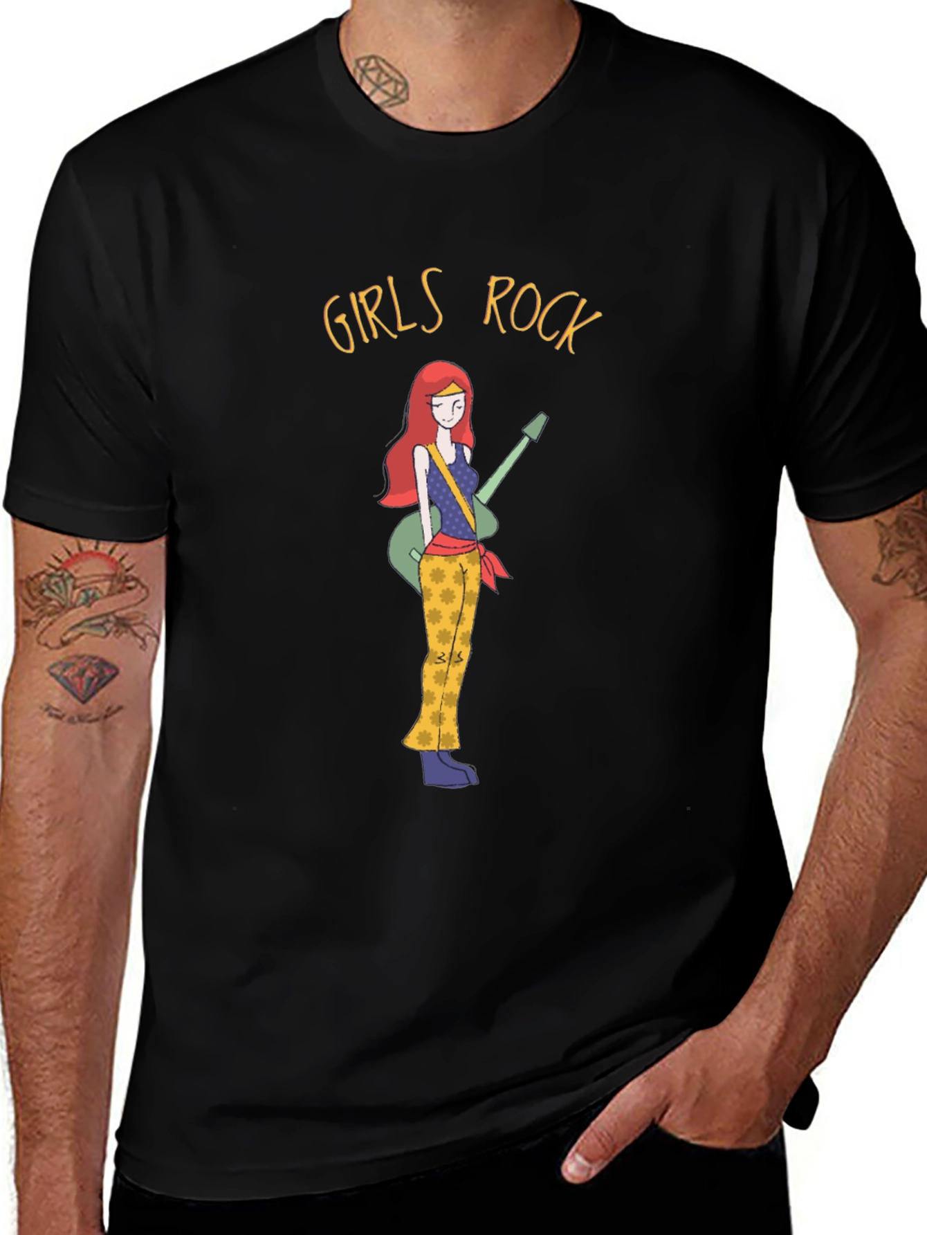 Variant 28 of Girls Rock Graphic T-Shirt - Retro Cartoon Design