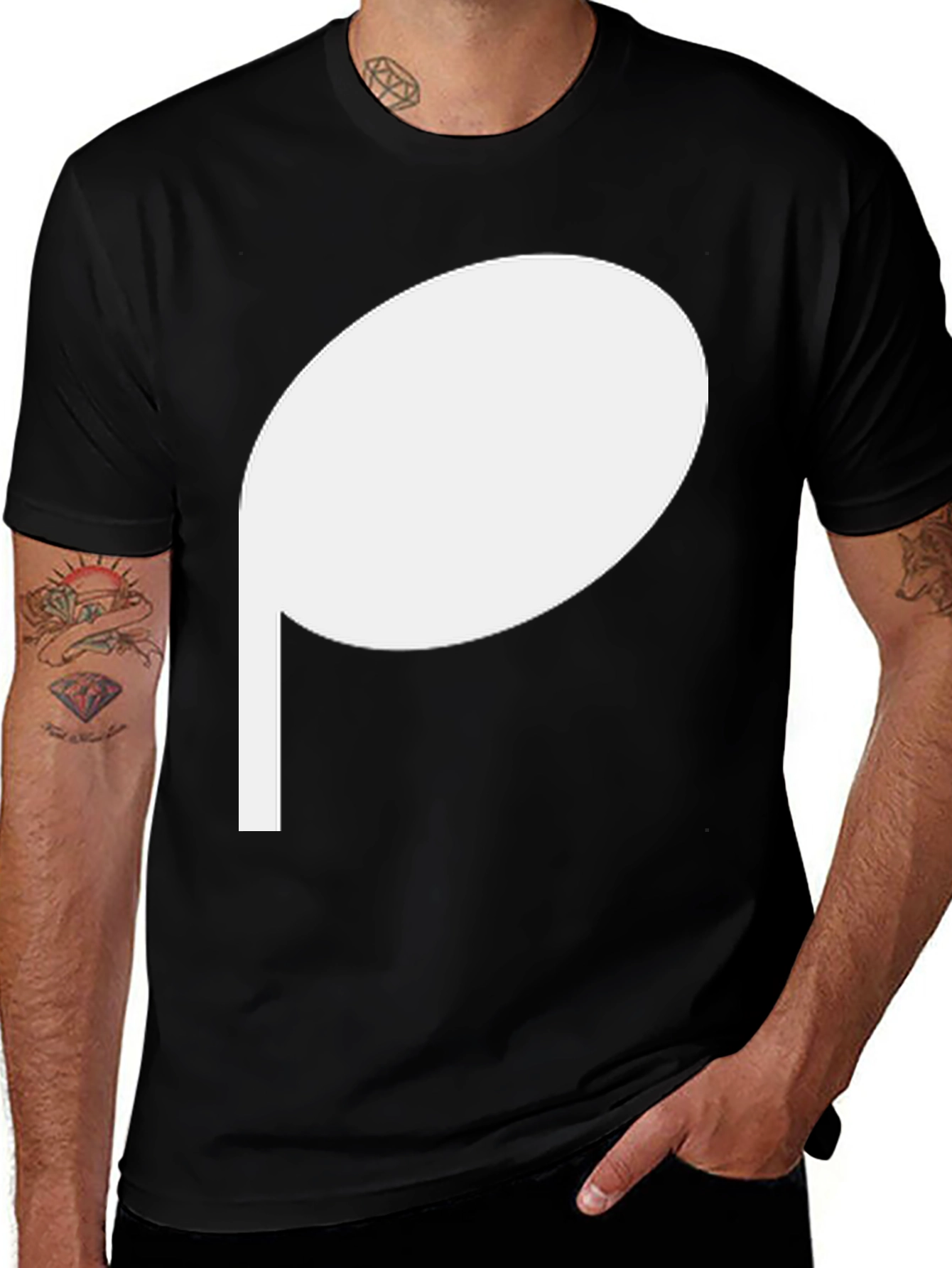 Variant 28 of Minimalist Letter P Graphic Tee - Black