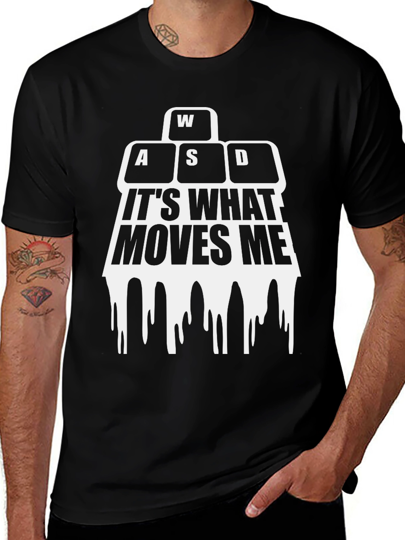 Variant 14 of Gamer T-Shirt - WASD Keys Move Me - Black Cotton Tee