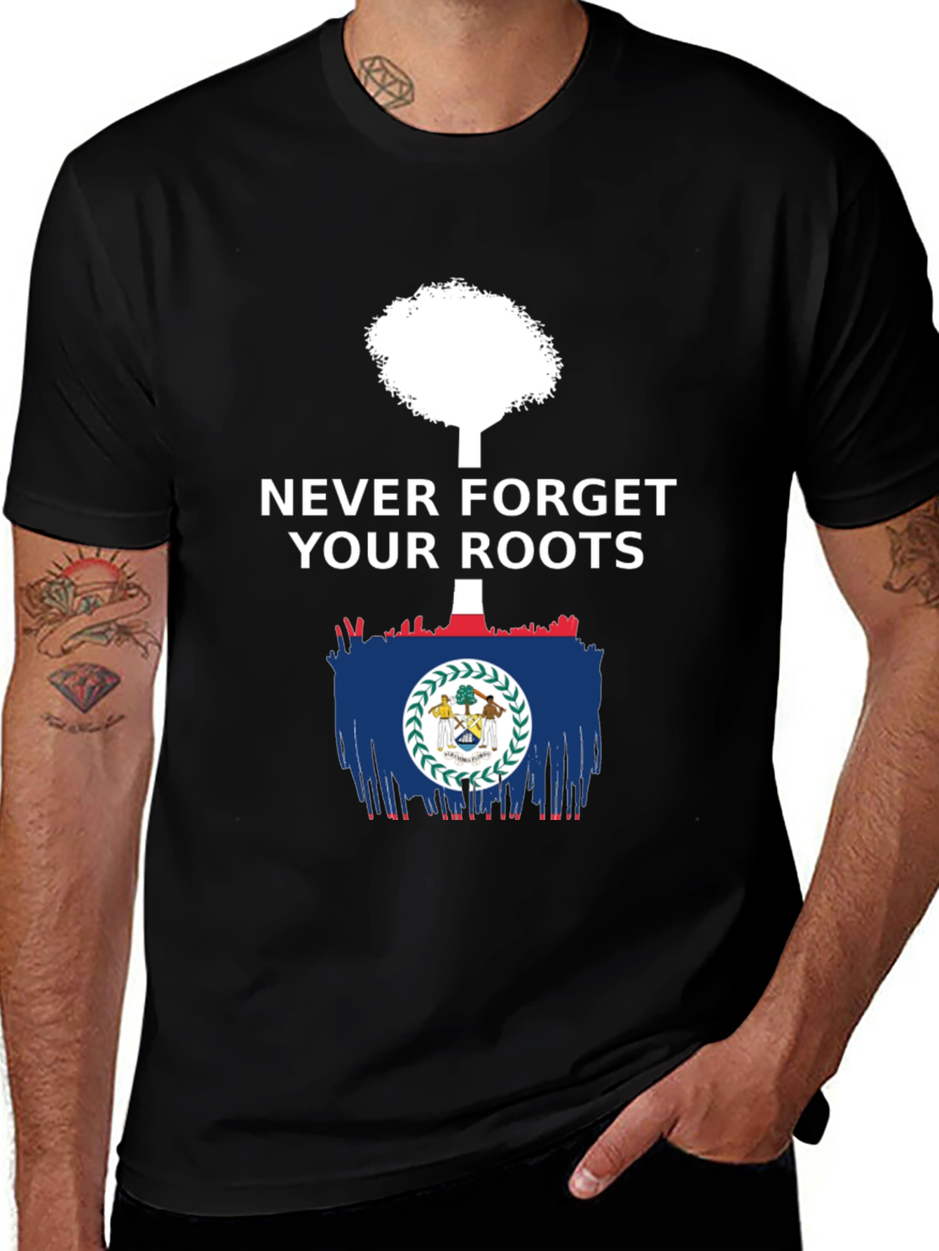 Never Forget Your Roots Belize Flag T-Shirt