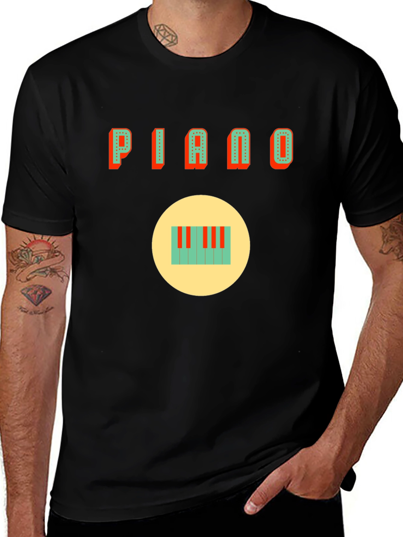 Variant 24 of Piano Graphic Tee - Black Cotton