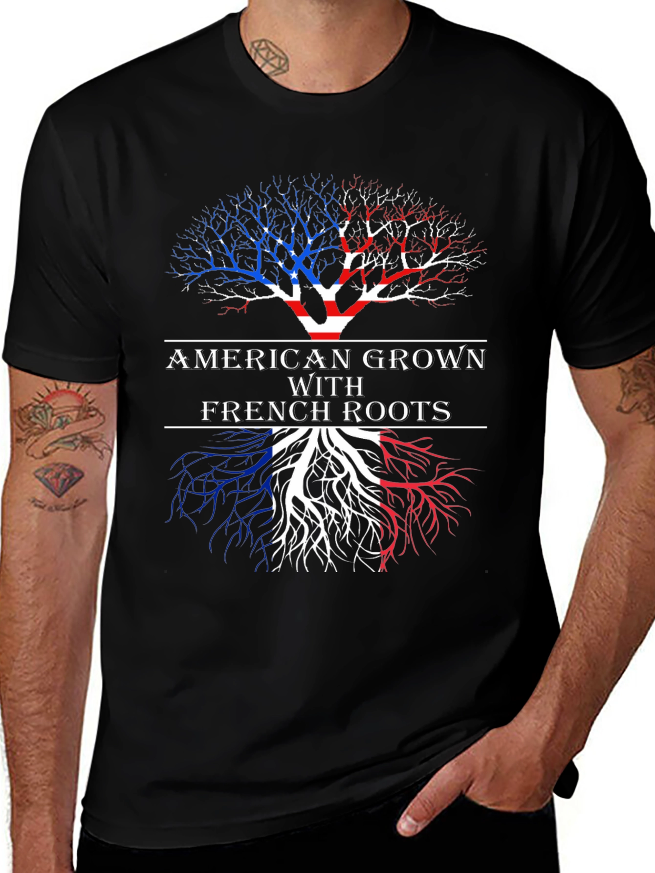 Variant 17 of American Grown With French Roots Graphic T-Shirt