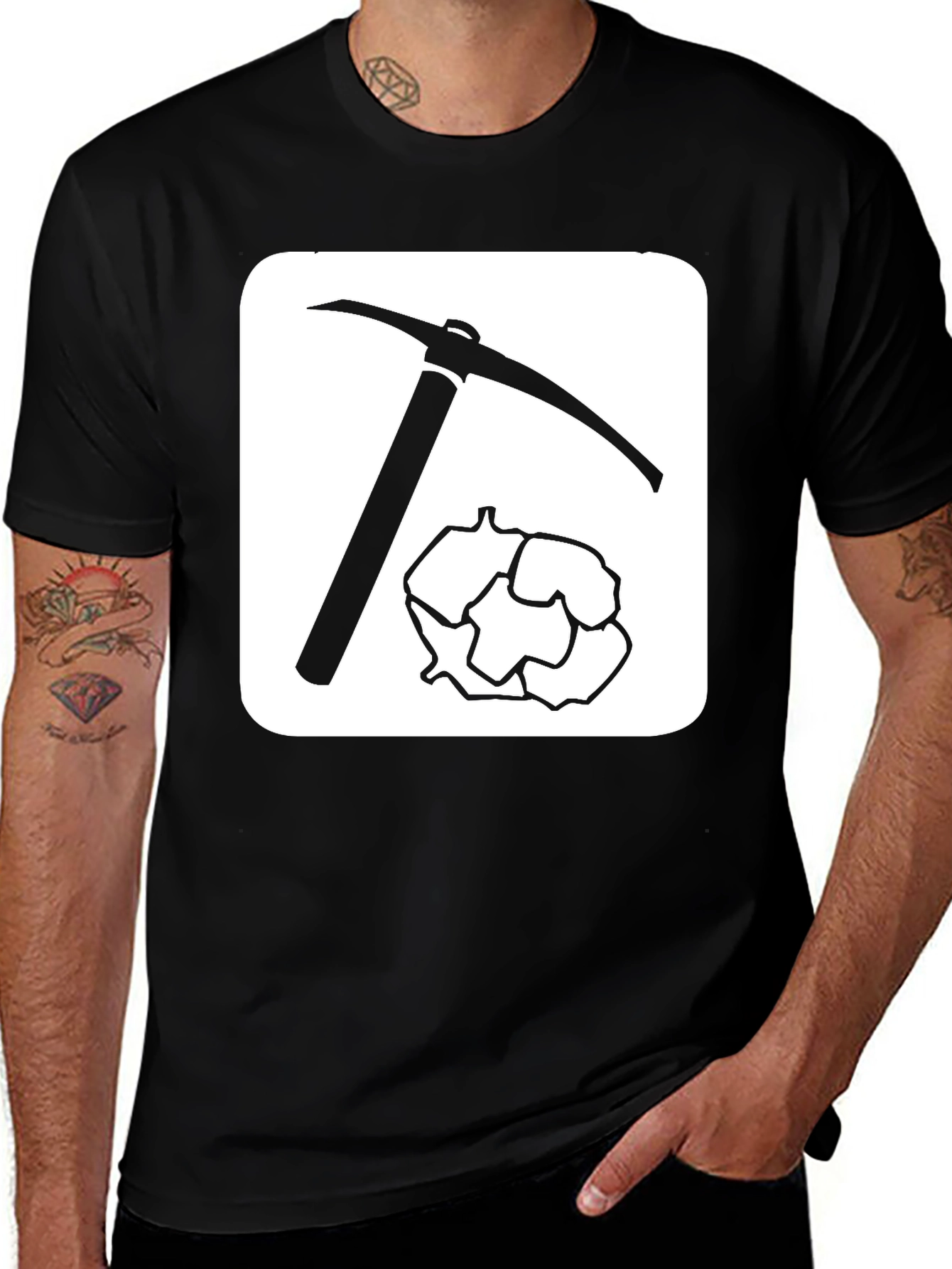 Variant 19 of Miner's Pick T-Shirt - Black Cotton Blend