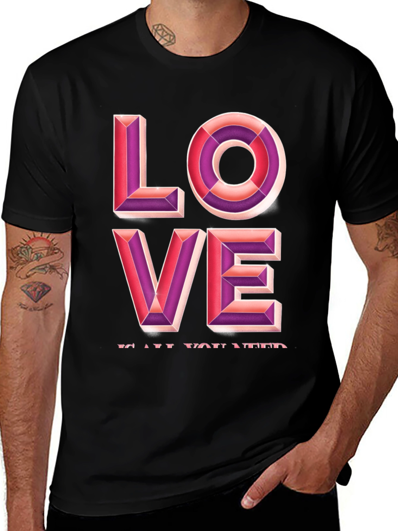 Variant 15 of Love Graphic Tee - Black Casual T-Shirt