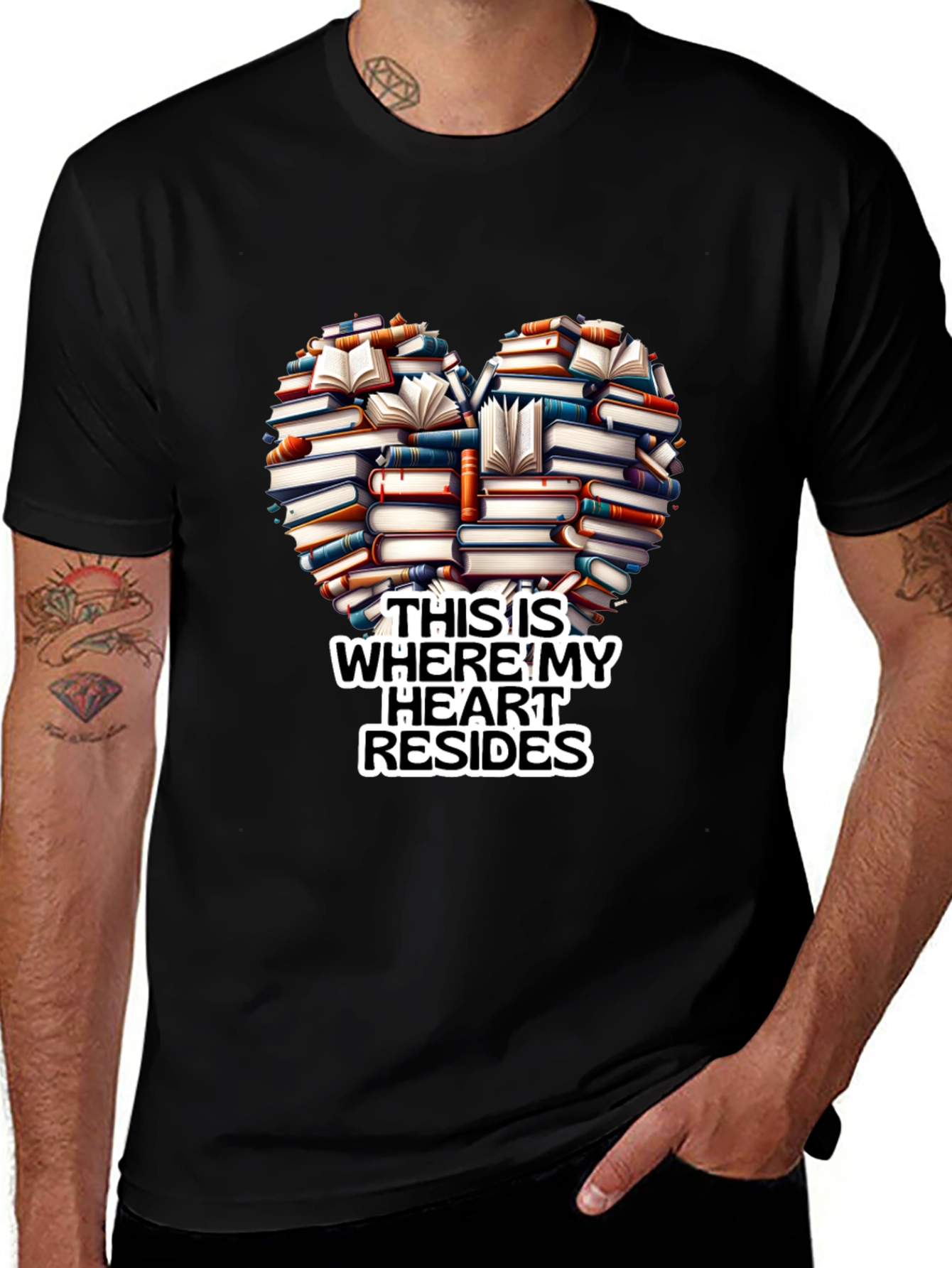 Variant 25 of Book Heart T-Shirt - Where My Heart Resides