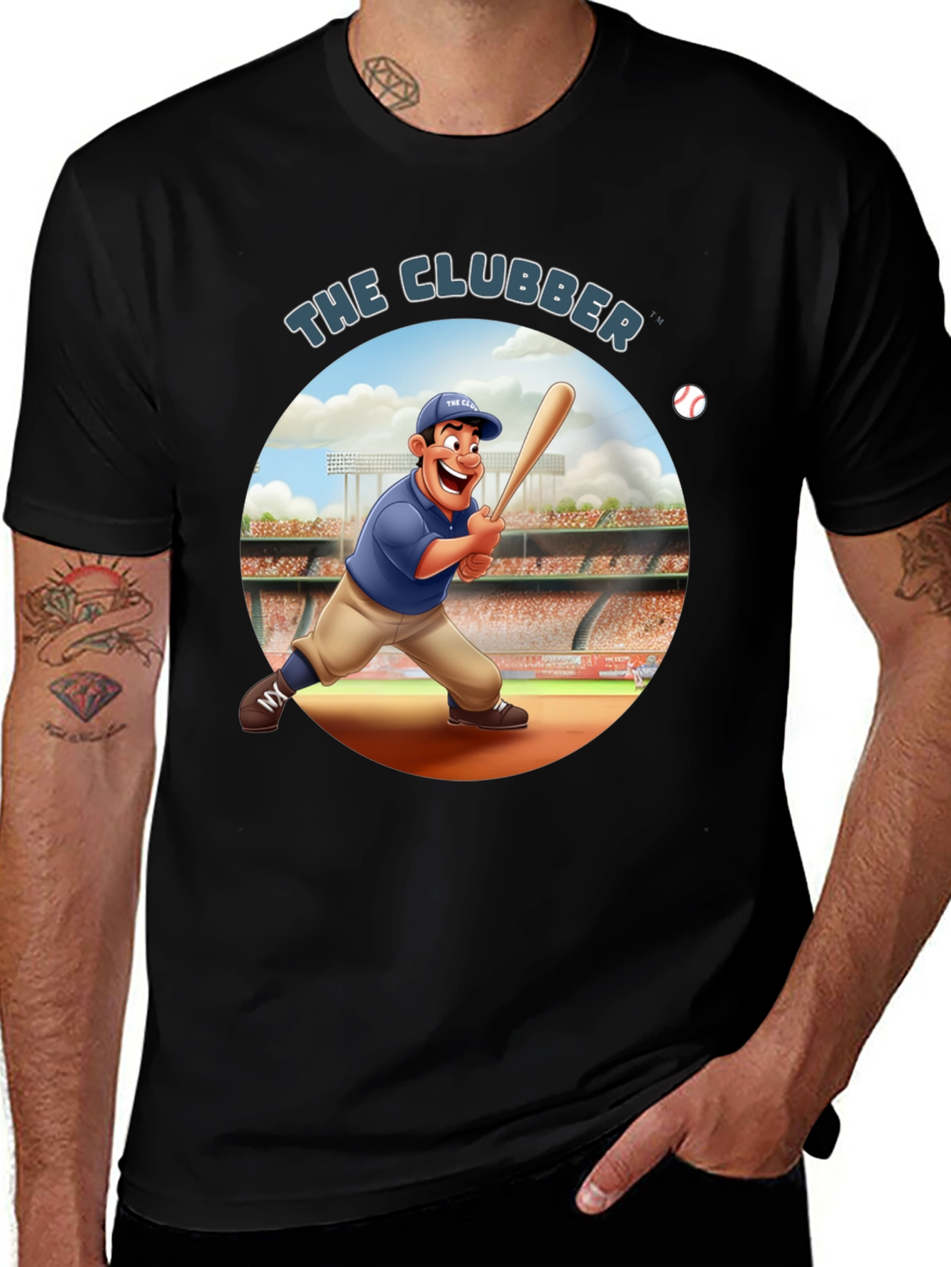 Variant 9 of The Clubber Cartoon Baseball Graphic Tee