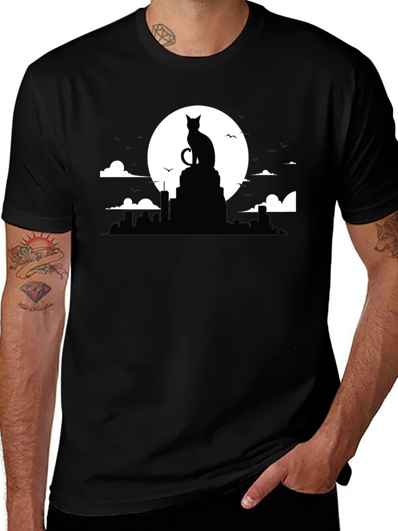 Variant 23 of Cat Silhouette Moon T-Shirt