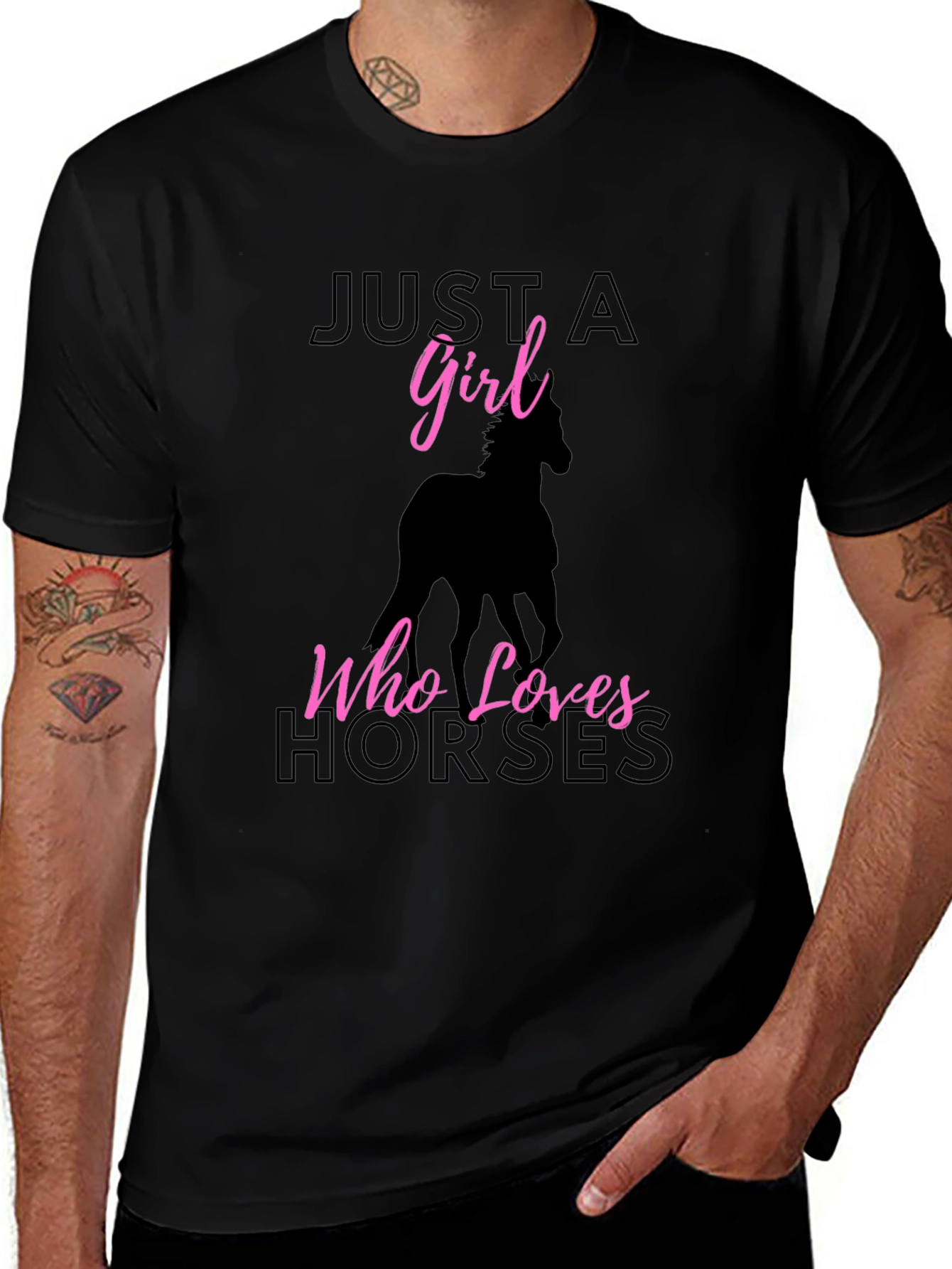 Variant 11 of Just A Girl Who Loves Horses Black T-Shirt