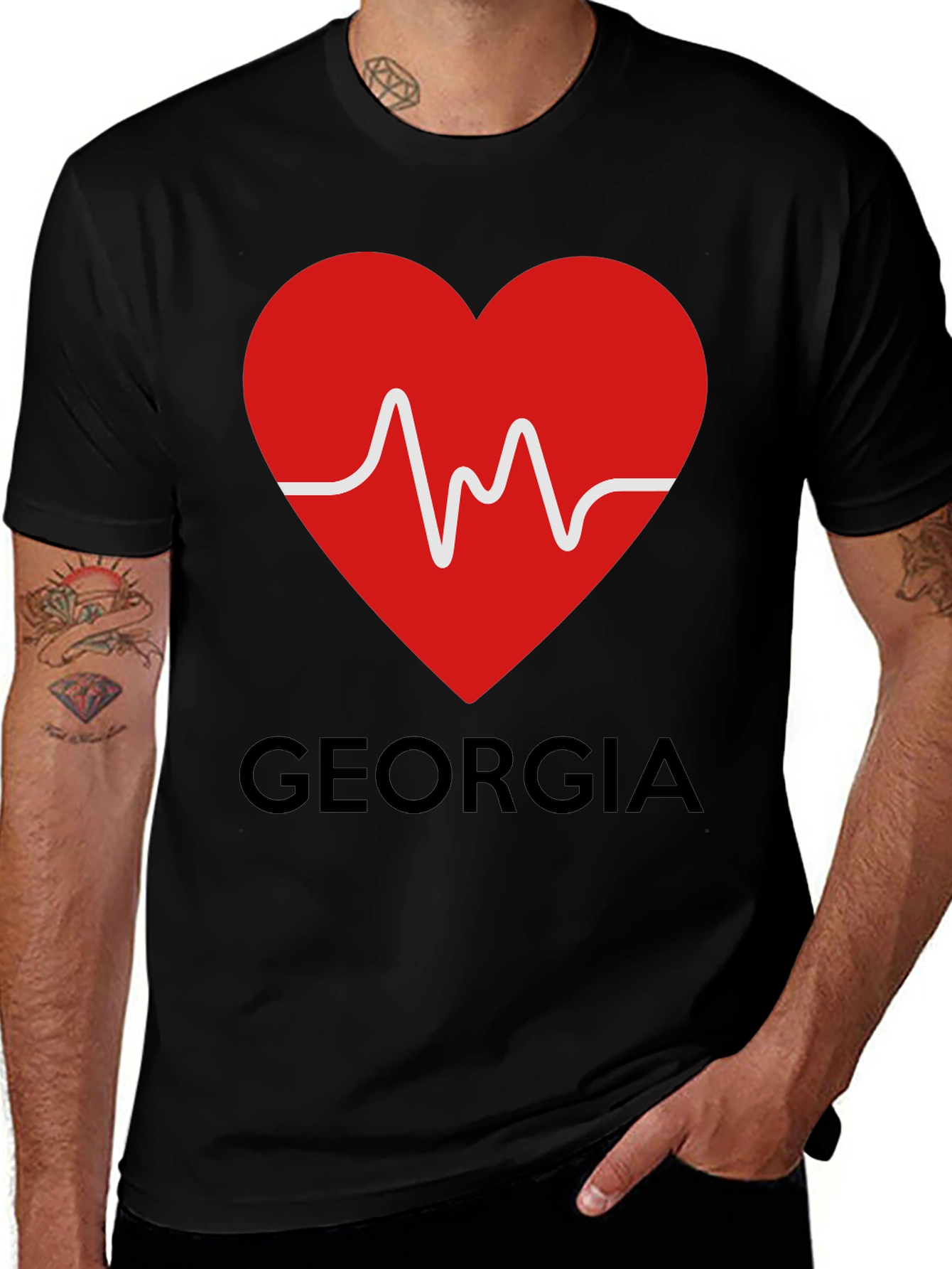 Georgia State Love T-Shirt - Heartbeat Design