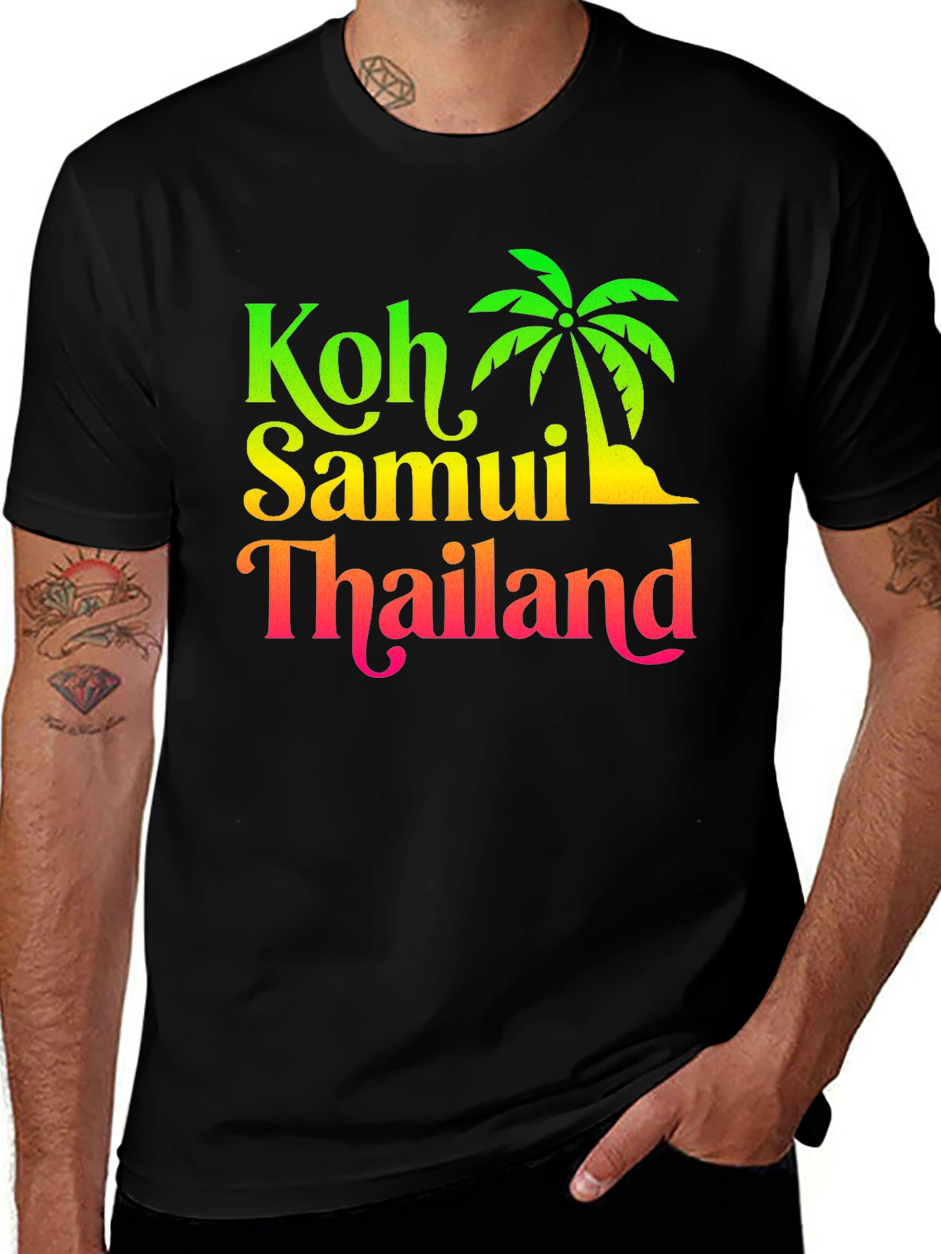 Variant 24 of Koh Samui Thailand Black T-Shirt Vacation Tee