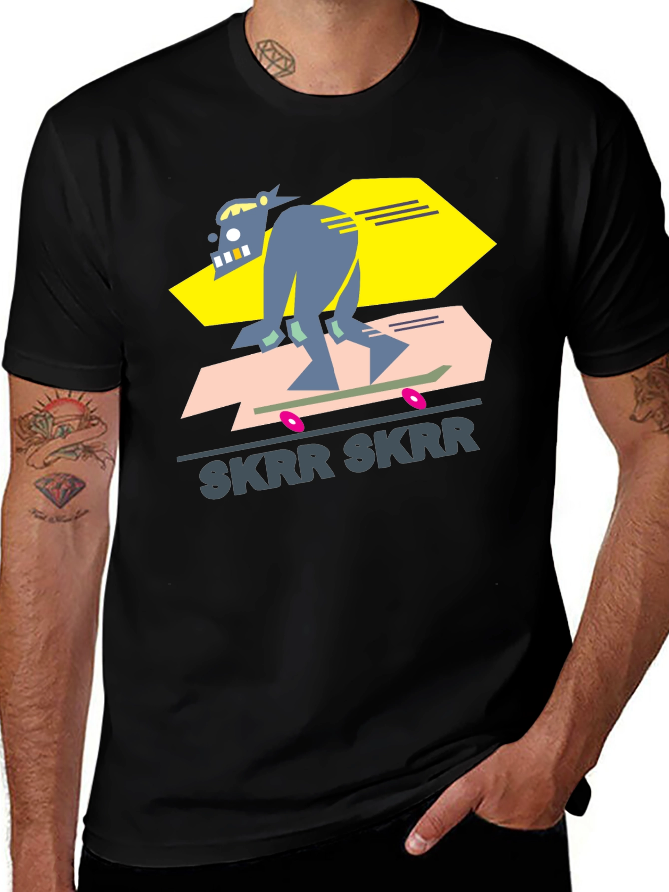 Variant 5 of Skrr Skrr Skateboarder Graphic Tee - Black