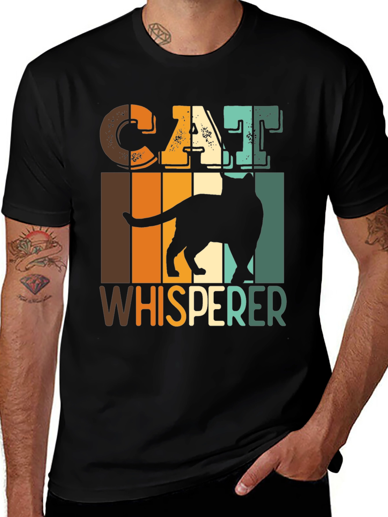 Variant 25 of Cat Whisperer Graphic Tee - Retro Style