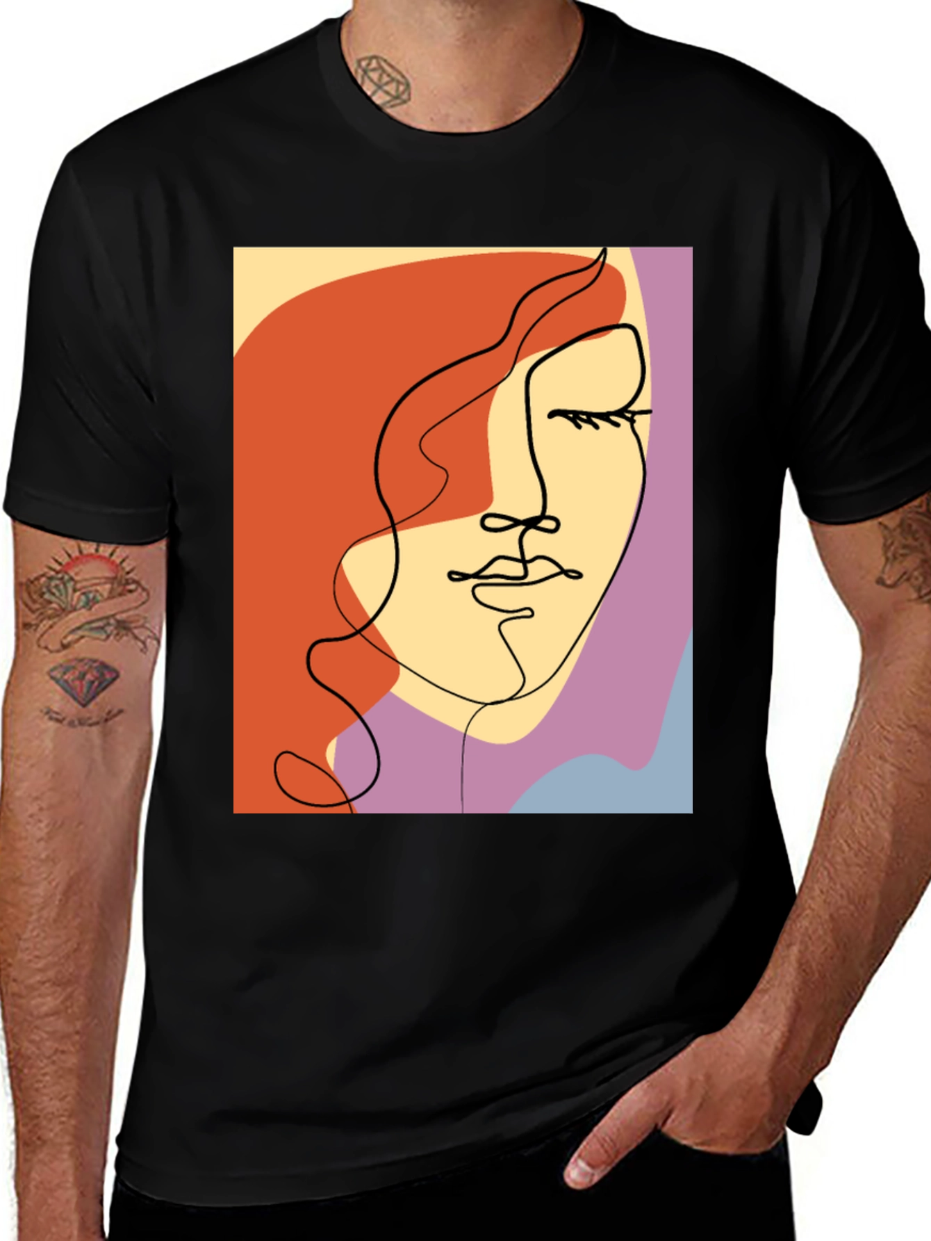 Variant 29 of Abstract Face Graphic Tee - Modern Art Shirt