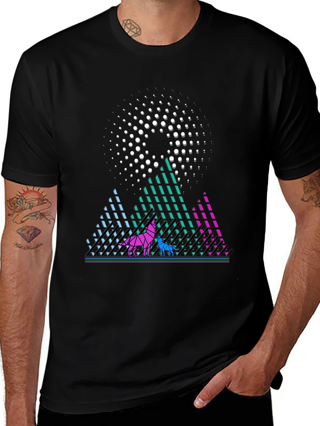 Variant 4 of Geometric Wolves T-Shirt