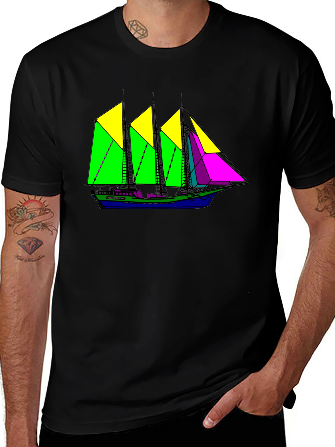 Variant 17 of Colorful Sailboat Graphic Tee - Unique Design