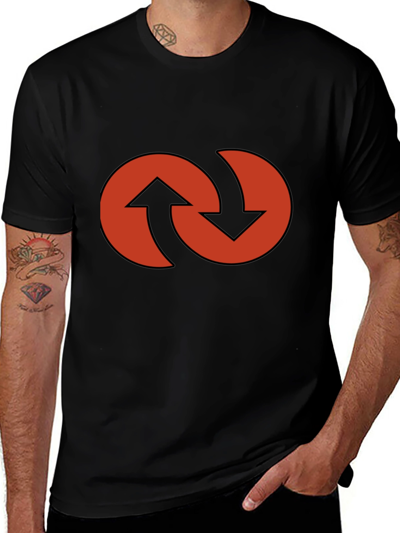 Arrow Circle Graphic T-Shirt - Black Casual Tee