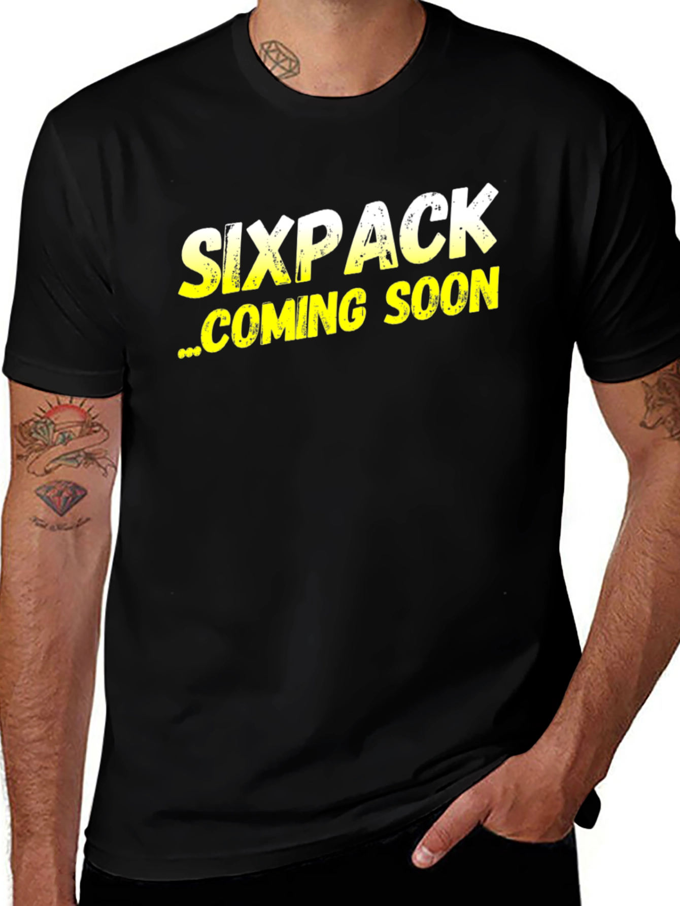 Variant 8 of Sixpack Coming Soon T-Shirt - Funny Fitness Apparel