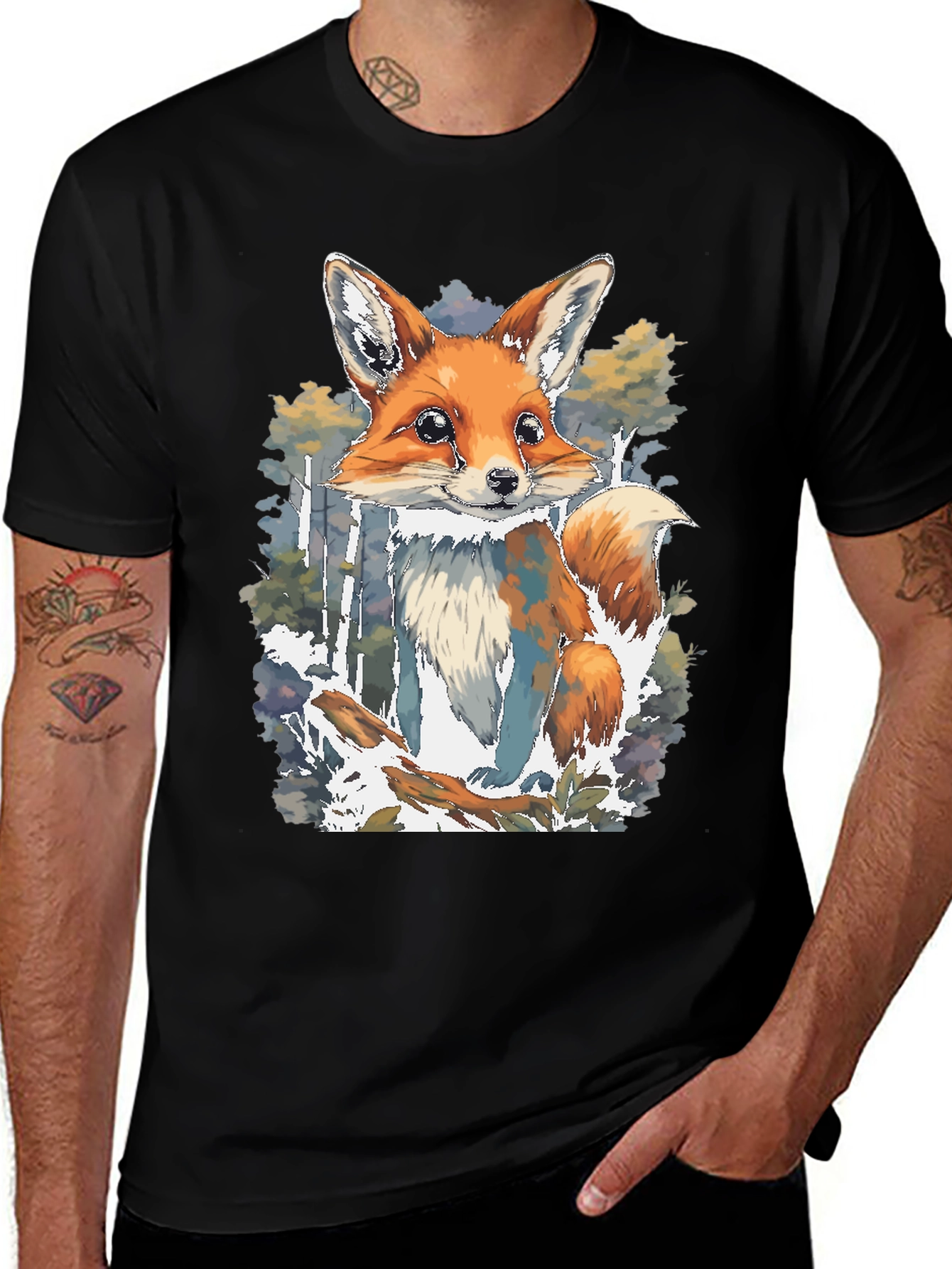 Variant 23 of Fox Graphic Print Black T-Shirt