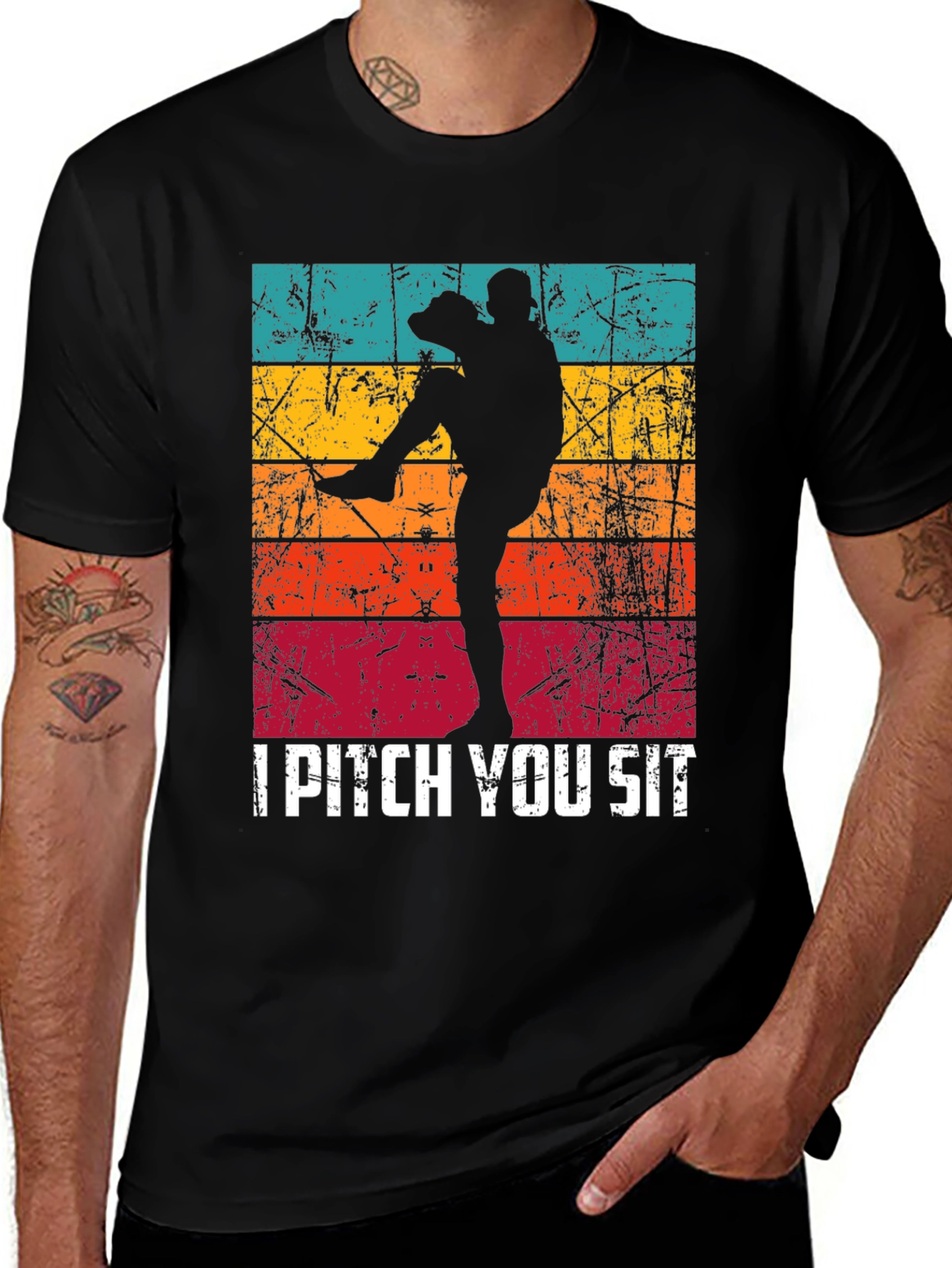 Variant 10 of Baseball Pitcher Graphic Tee - I Pitch You Sit T-Shirt