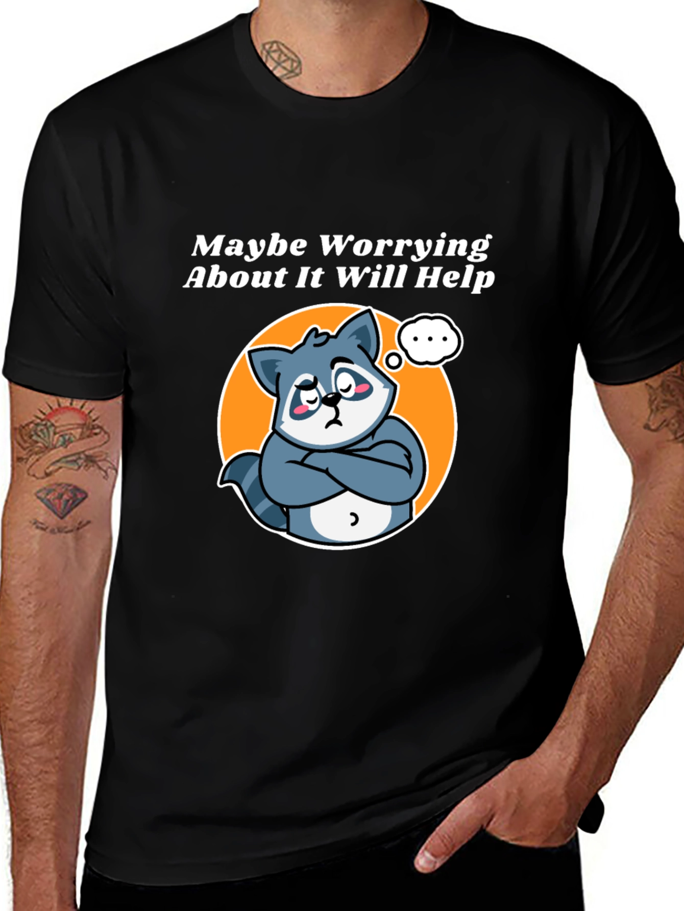 Variant 13 of Funny Worrying Raccoon T-Shirt