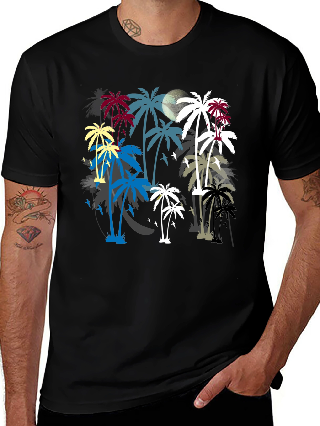 Variant 29 of Tropical Palm Tree Silhouette Graphic T-Shirt
