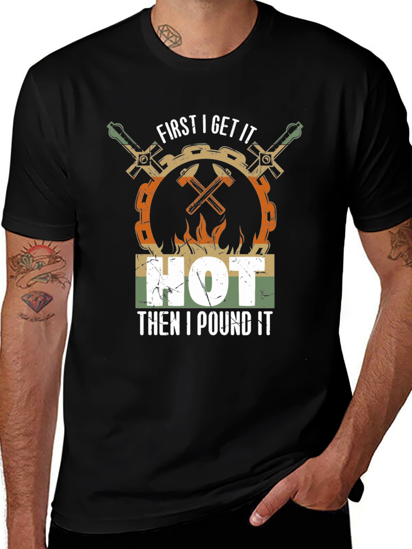 Variant 10 of Blacksmith Humor T-Shirt: Get It Hot, Then I Pound It!