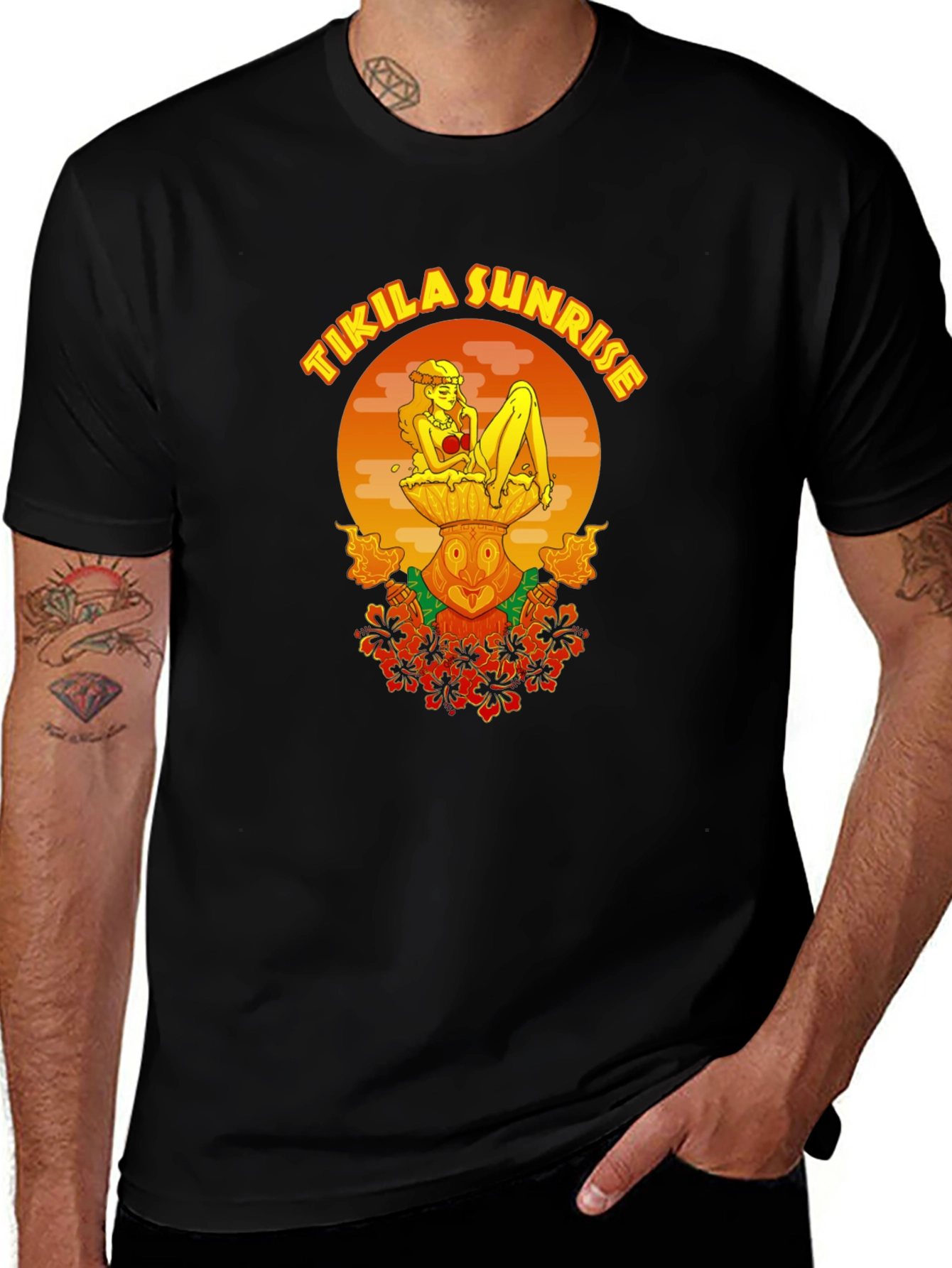 Variant 29 of Tikila Sunrise Graphic T-Shirt - Tropical Island Design