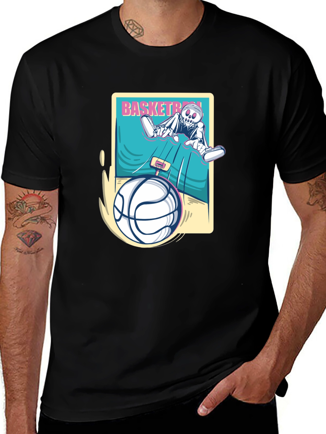 Variant 8 of Skeleton Basketball Graphic Tee