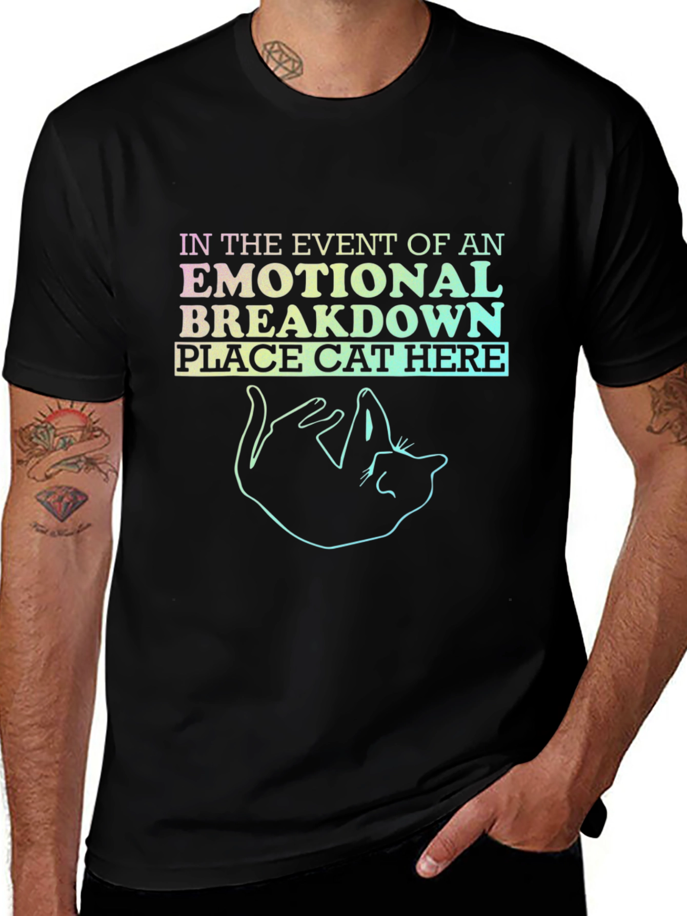Variant 4 of Emotional Breakdown Cat Here T-Shirt