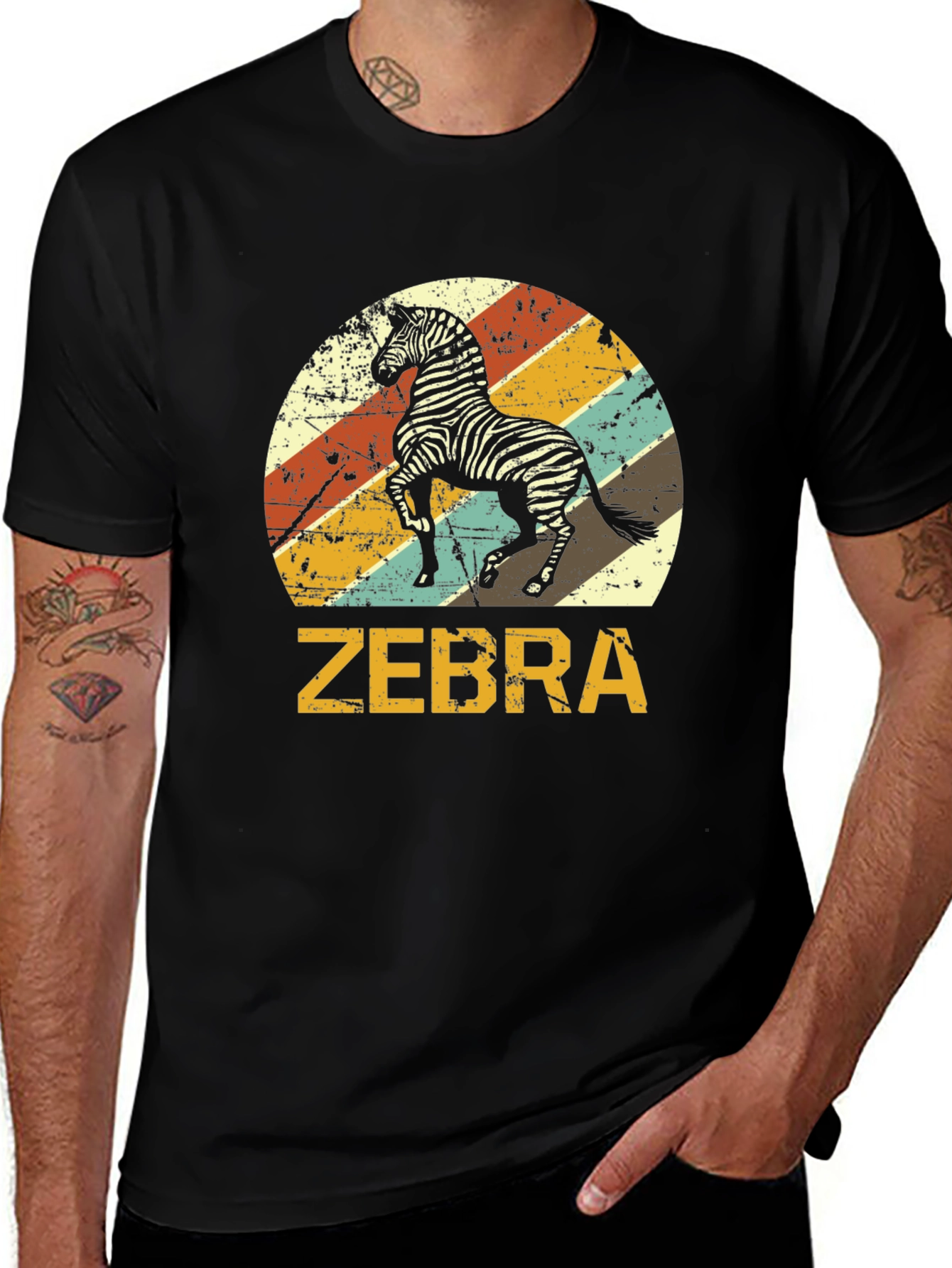 Variant 26 of Vintage Zebra Graphic T-Shirt - Stylish Retro Design