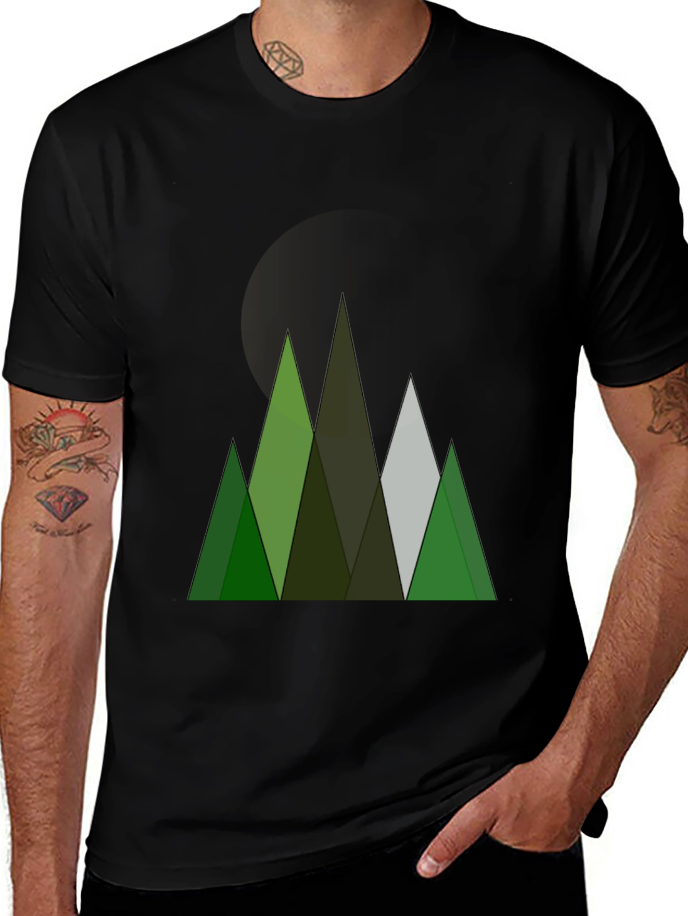 Variant 7 of Geometric Mountain Range Graphic Tee - Black