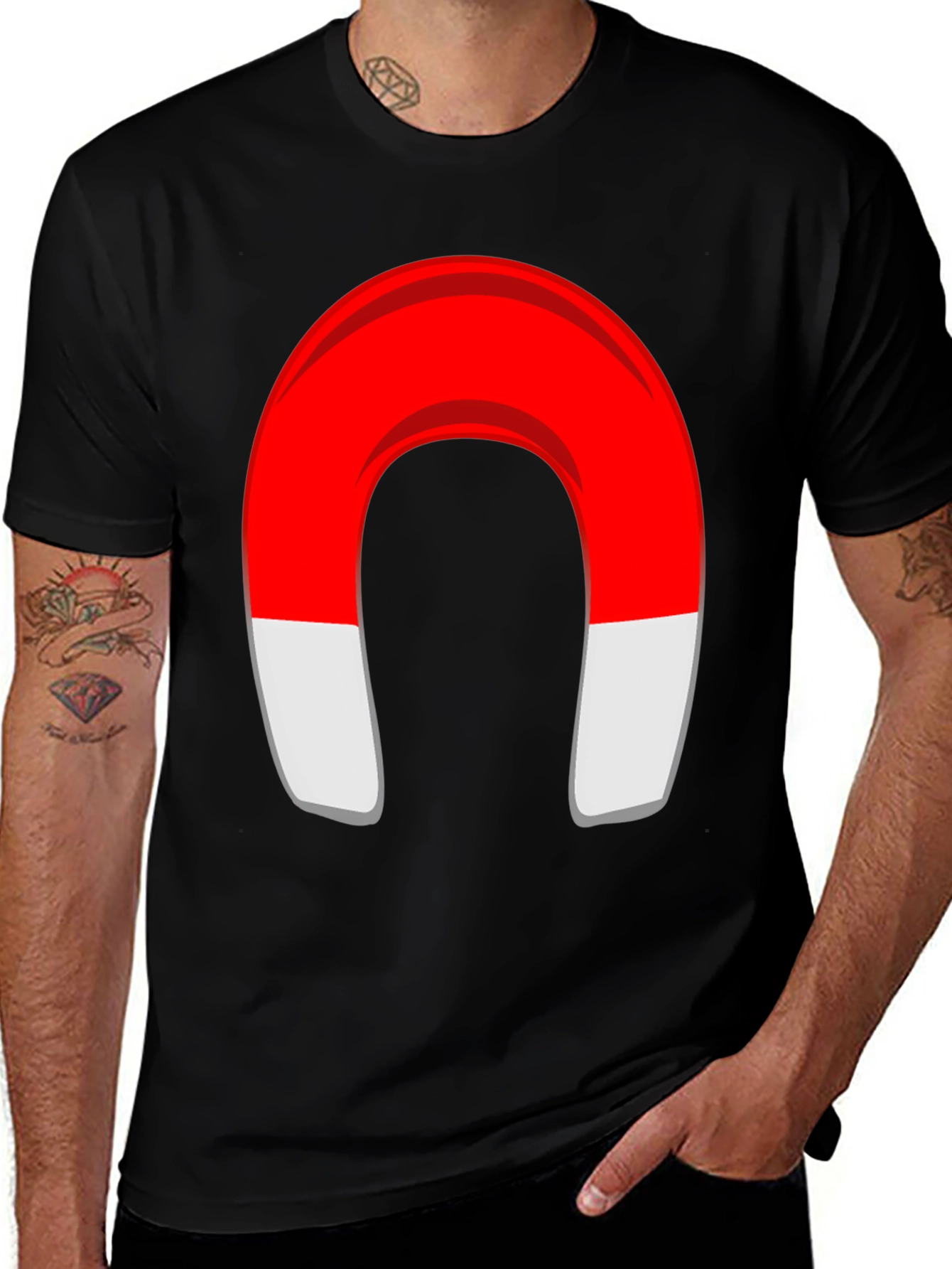 Variant 12 of Magnet Graphic T-Shirt - Black Cotton Blend Tee