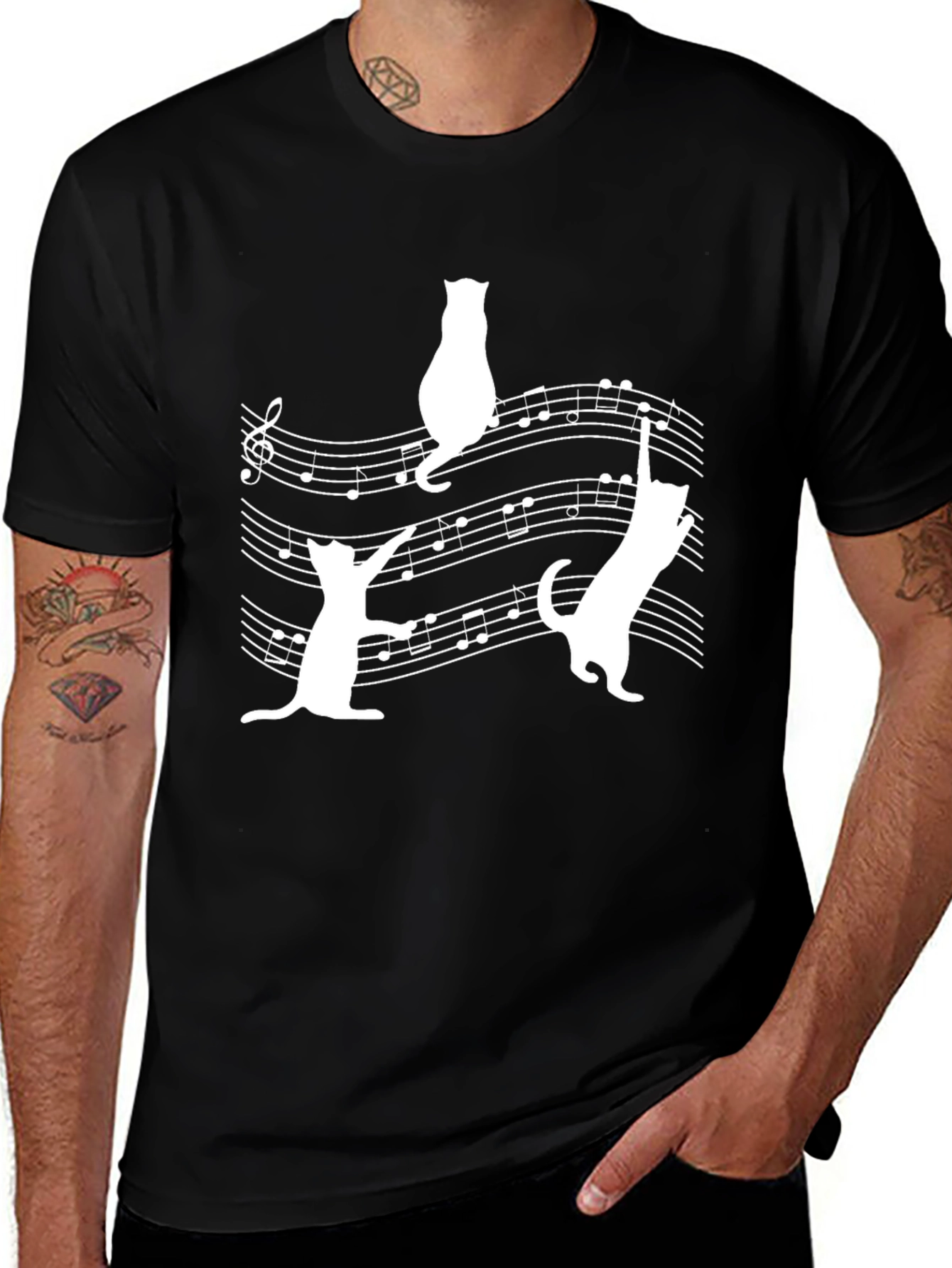 Variant 23 of Cats on Sheet Music Black T-Shirt