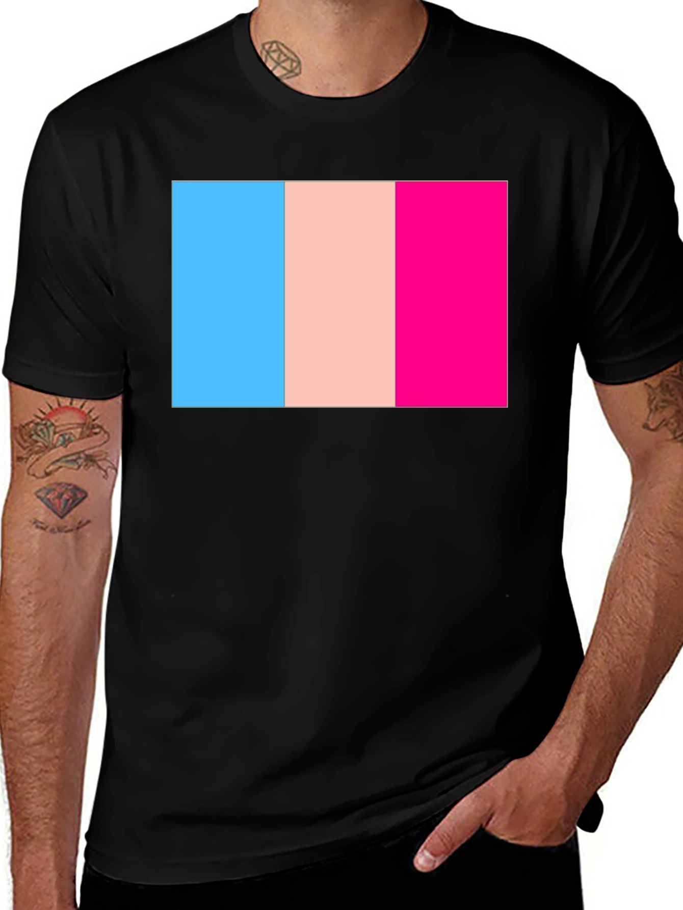 Transgender Pride Flag Graphic T-Shirt - Black