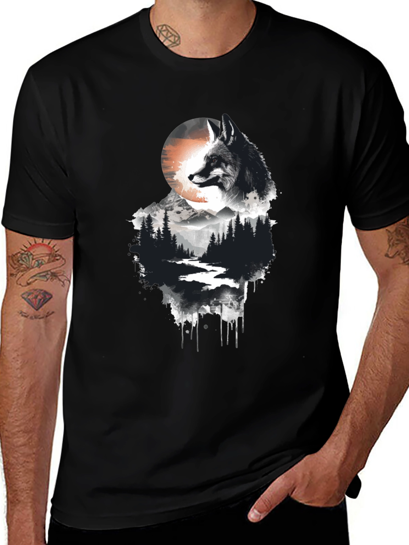 Variant 26 of Fox Landscape Graphic Tee - Nature Inspired Style