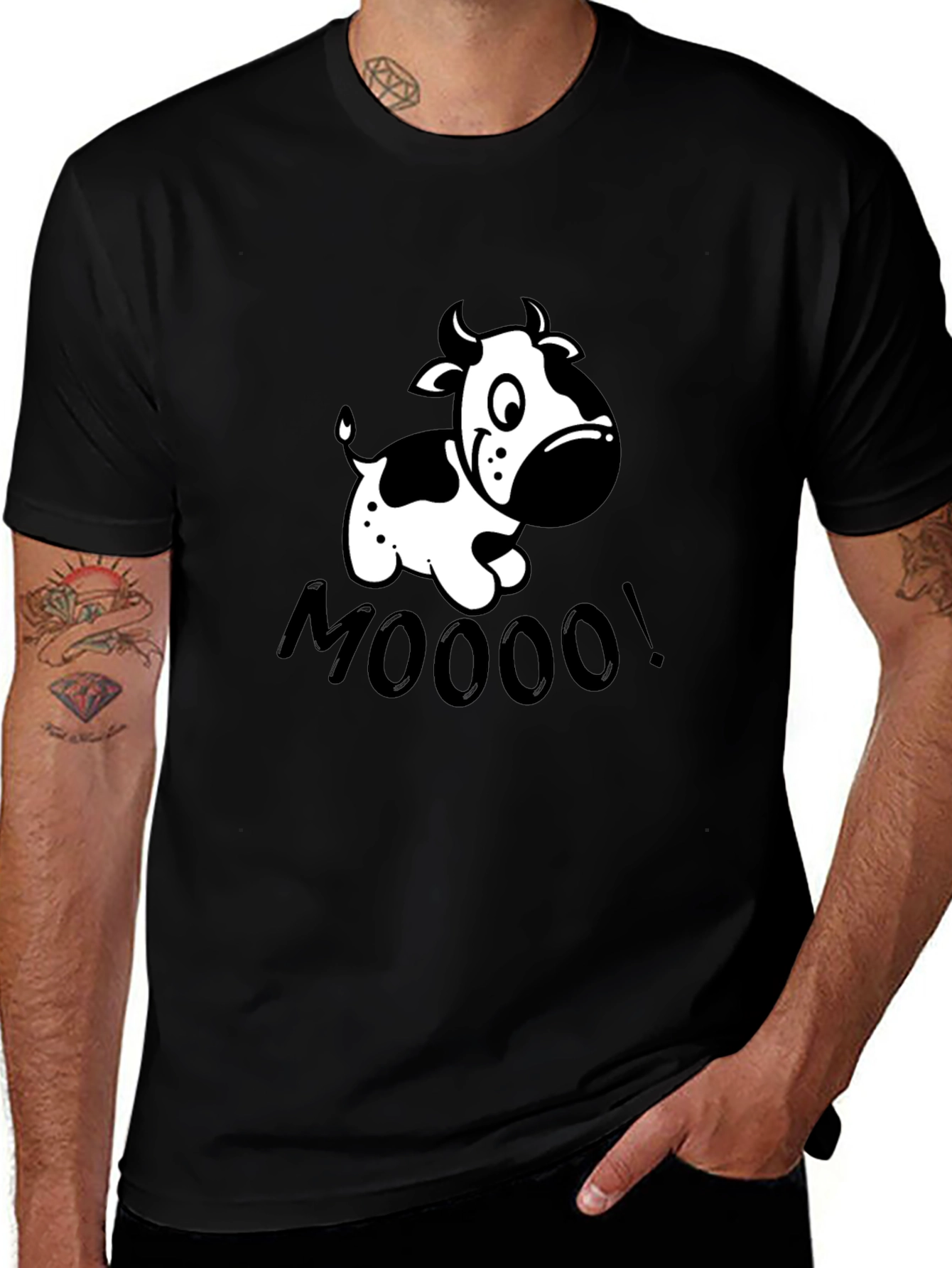 Variant 15 of Funny Cow MOOO! Graphic T-Shirt - Black