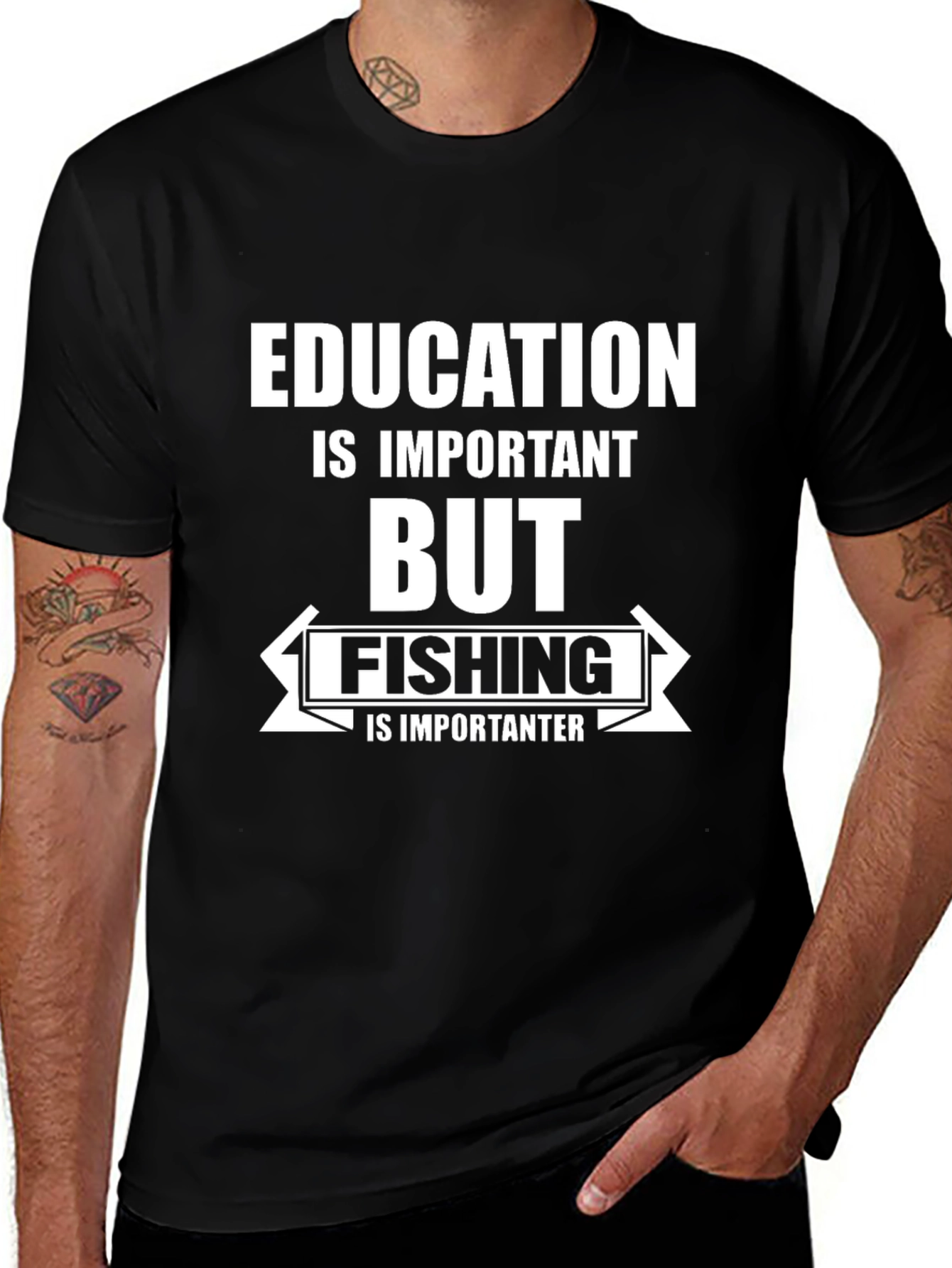 Variant 7 of Funny Fishing T-Shirt: Education is Important