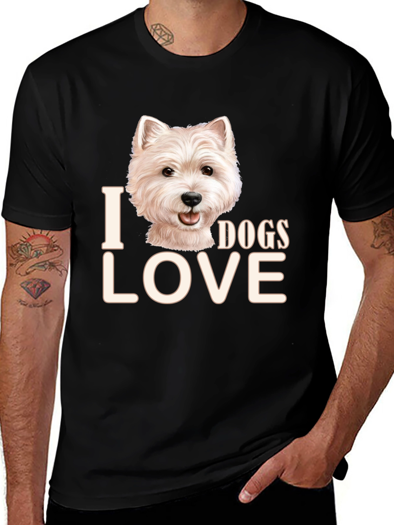Variant 23 of I Love Dogs T-Shirt - Cute Westie Design