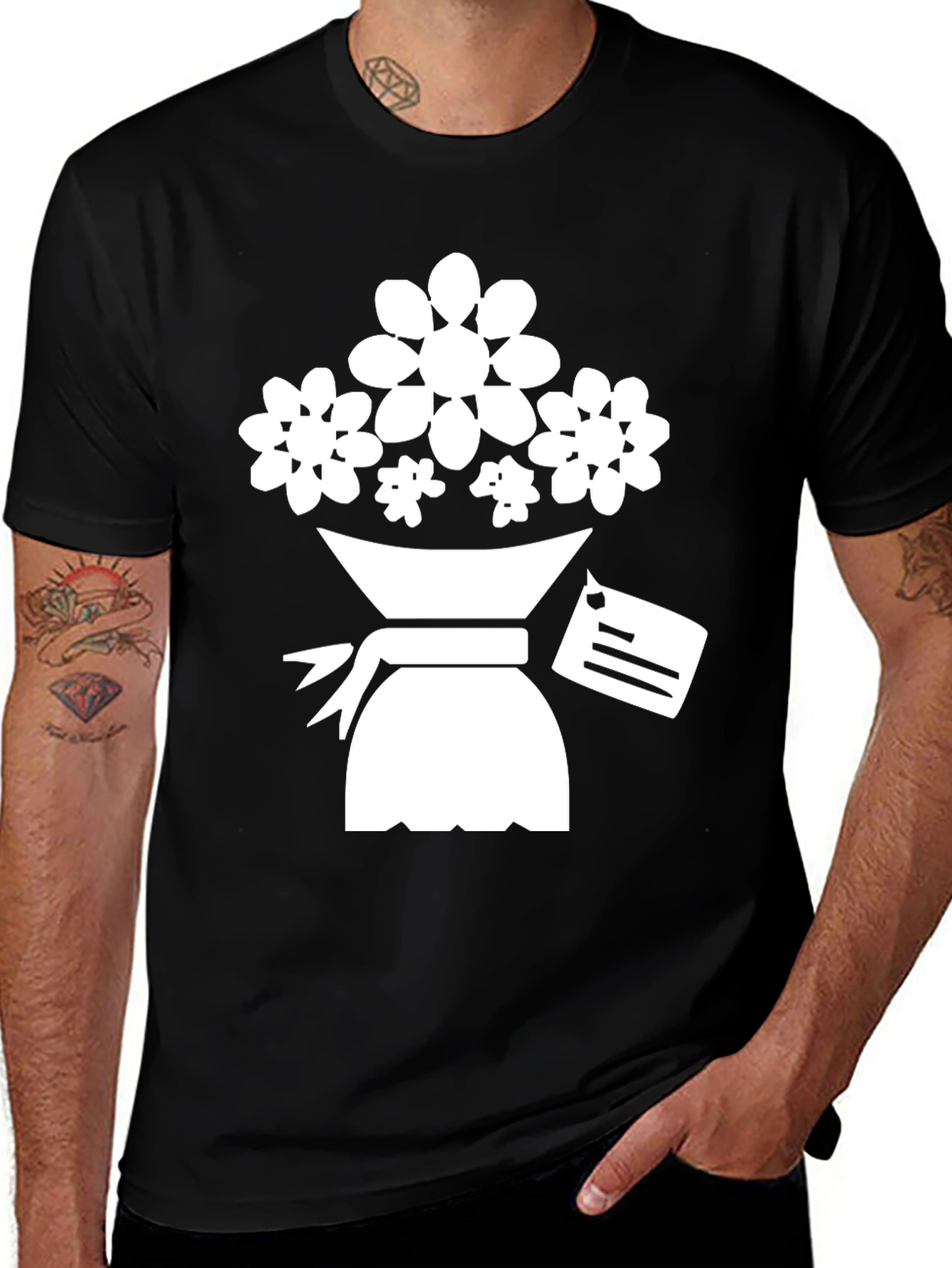 Variant 3 of Floral Bouquet Graphic Tee - Black