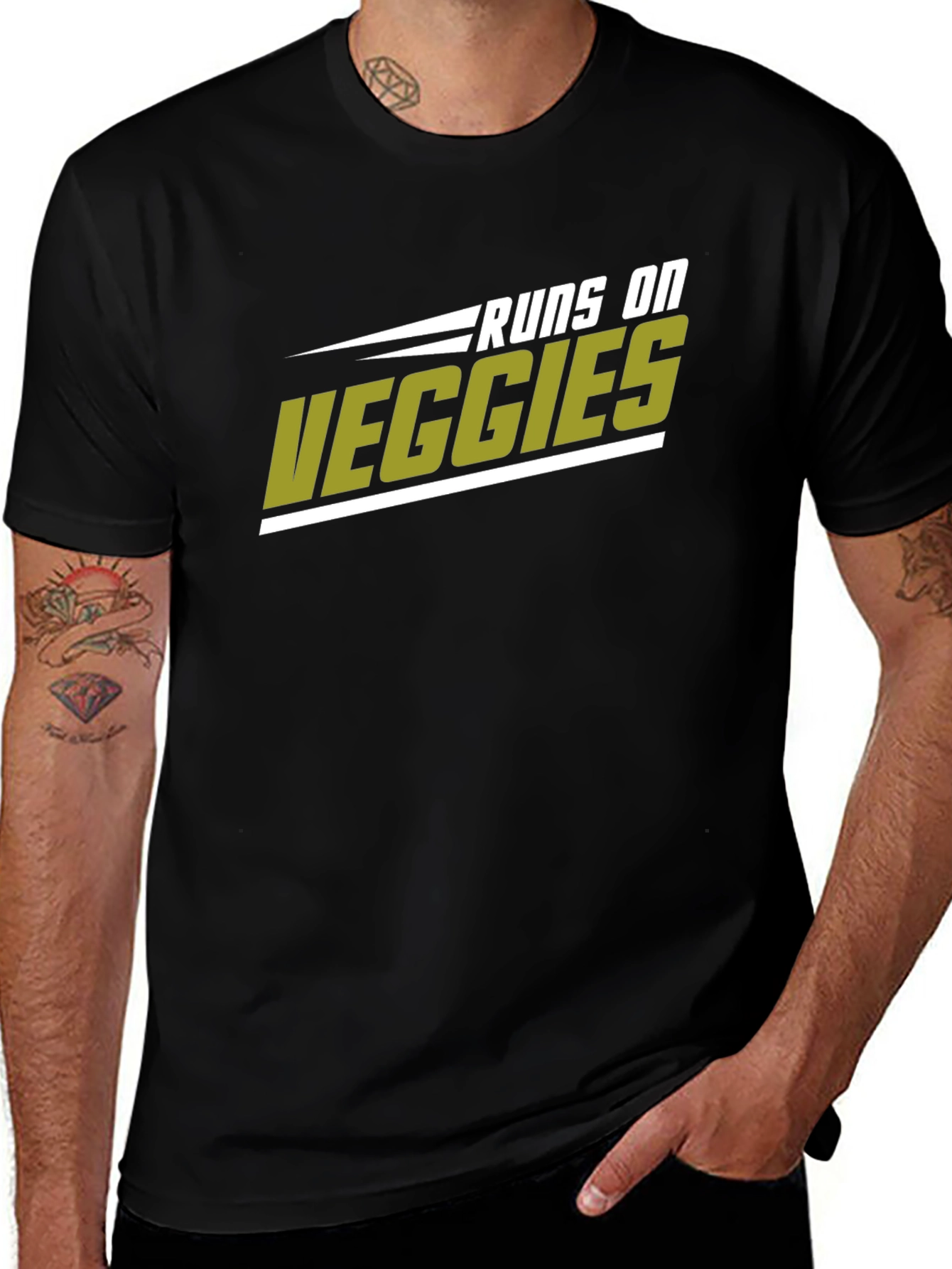 Runs on Veggies Graphic T-Shirt - Black